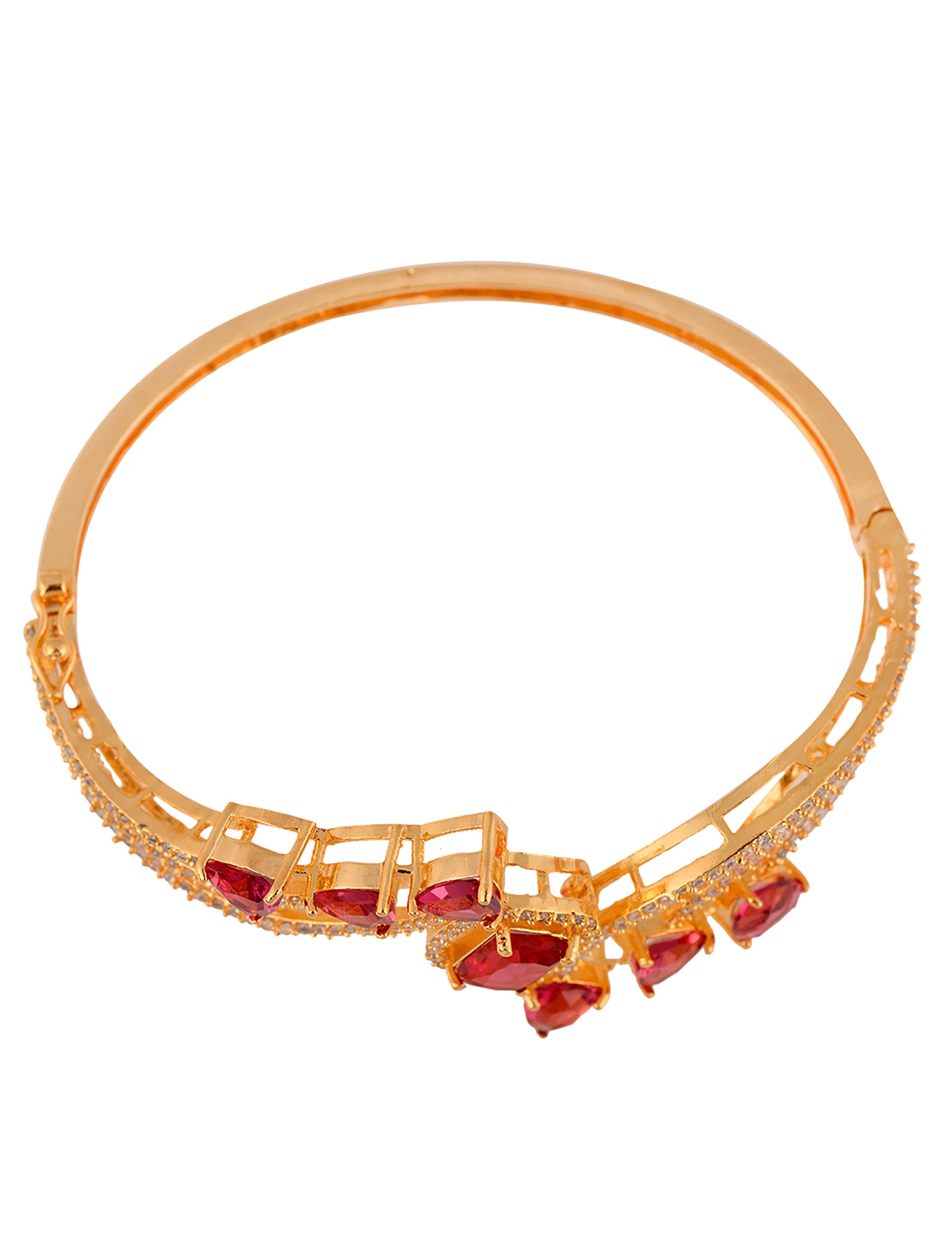 Gold plated Red AD studded handcrafted stylish Bracelet for Women & Girls