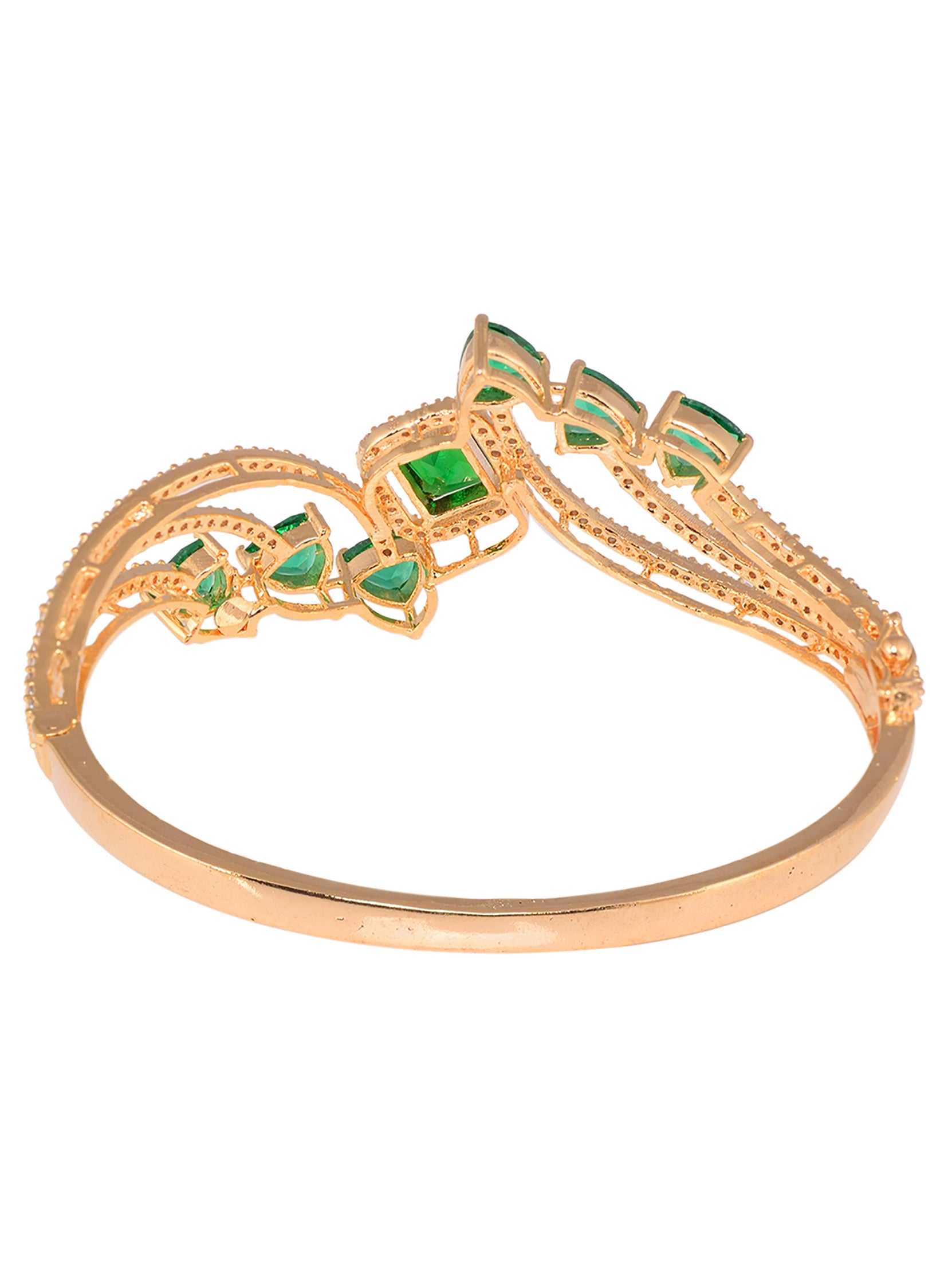Gold plated Green AD studded handcrafted stylish Bracelet for Women & Girls