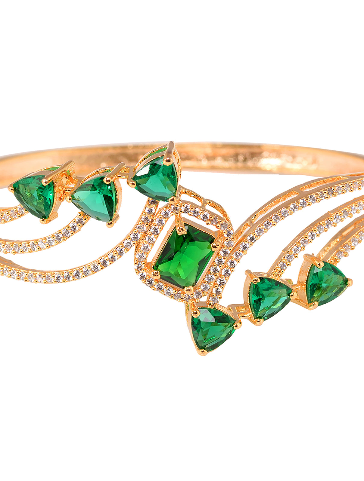 Gold plated Green AD studded handcrafted stylish Bracelet for Women & Girls
