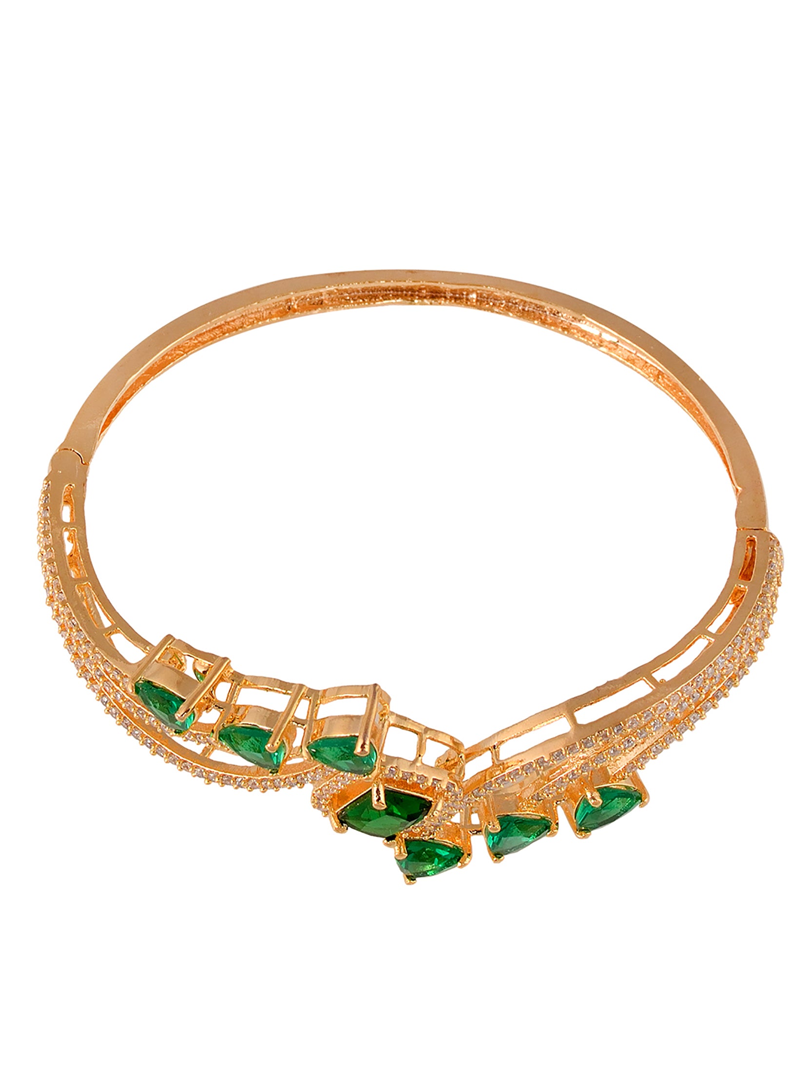 Gold plated Green AD studded handcrafted stylish Bracelet for Women & Girls