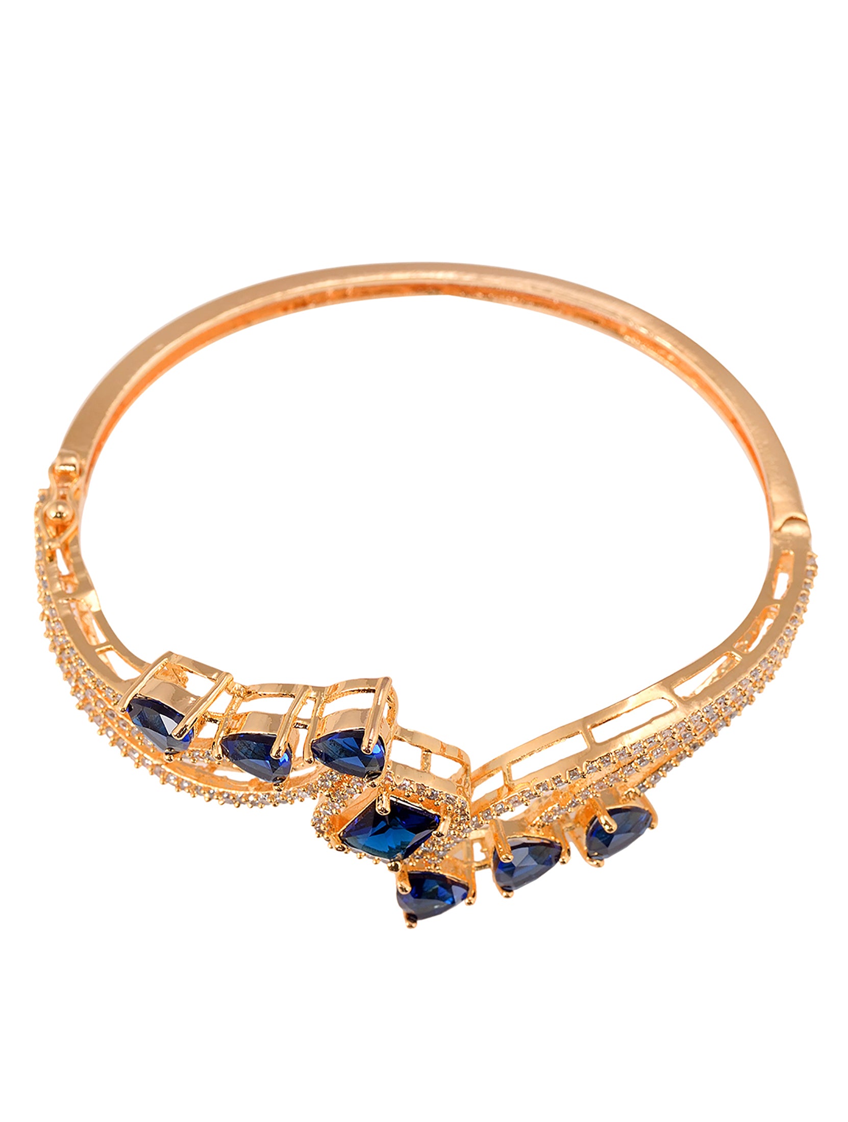 Gold plated Blue AD studded handcrafted stylish Bracelet for Women & Girls