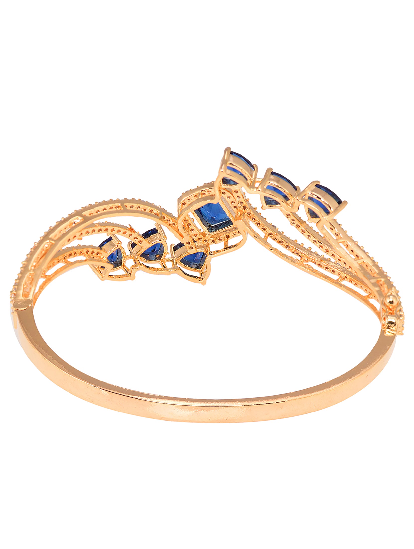 Gold plated Blue AD studded handcrafted stylish Bracelet for Women & Girls