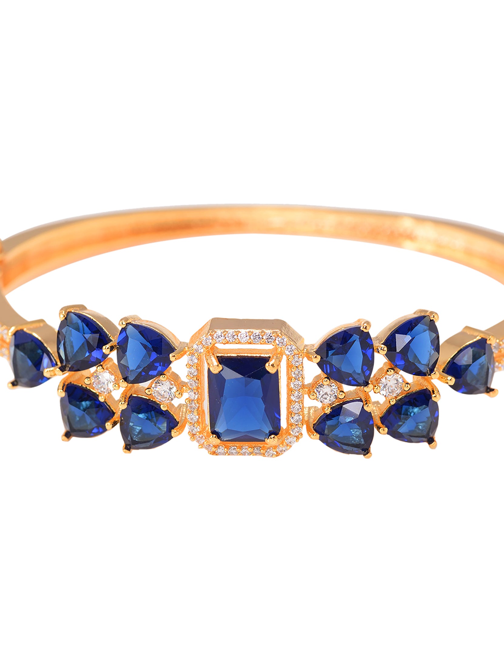 Gold plated Blue AD studded handcrafted stylish Bracelet for Women & Girls