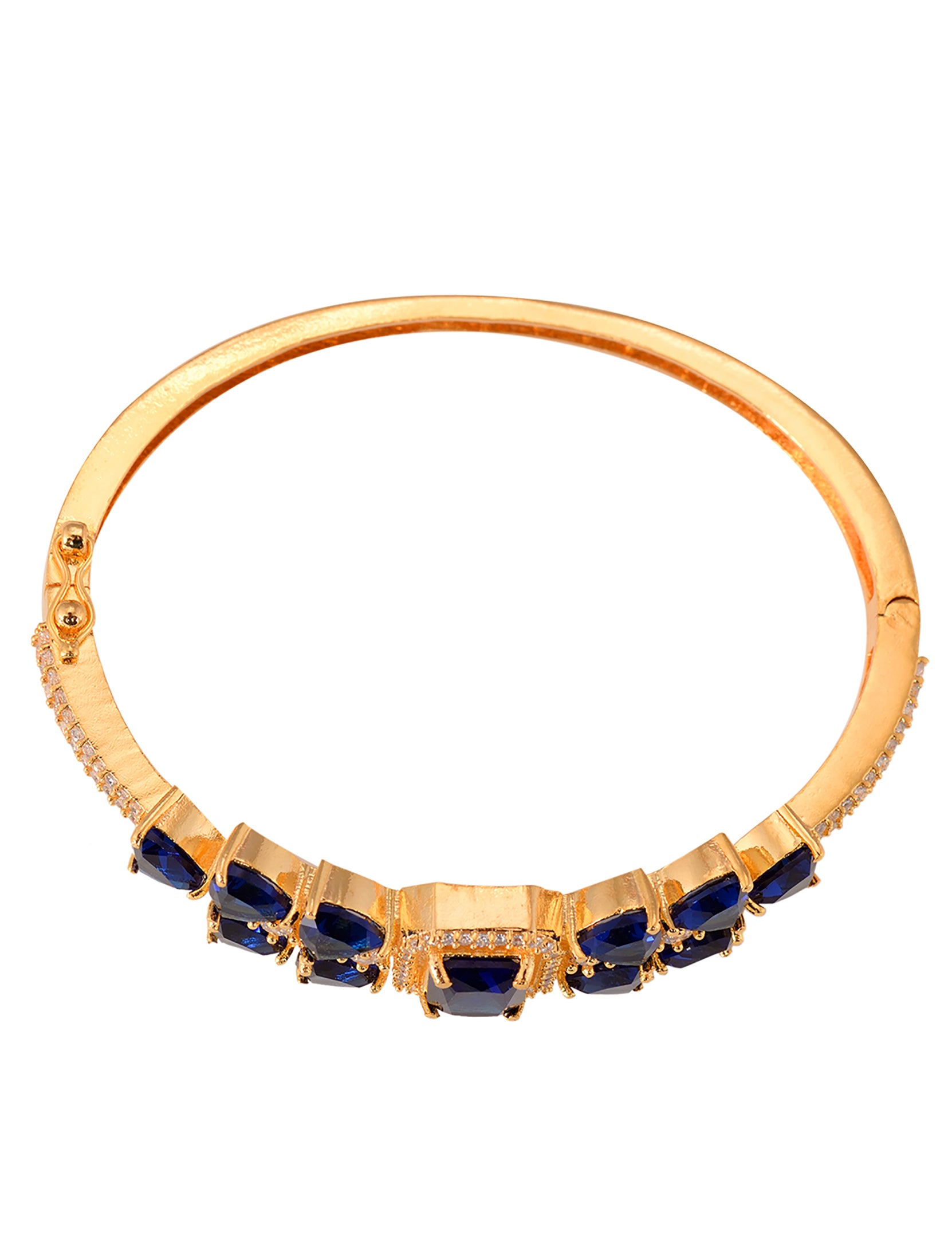 Gold plated Blue AD studded handcrafted stylish Bracelet for Women & Girls