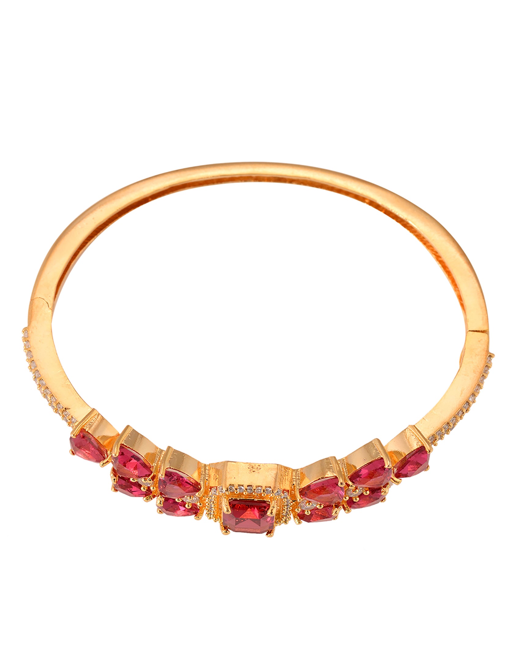 Gold plated Ruby AD studded handcrafted designer Bracelet for Women & Girls