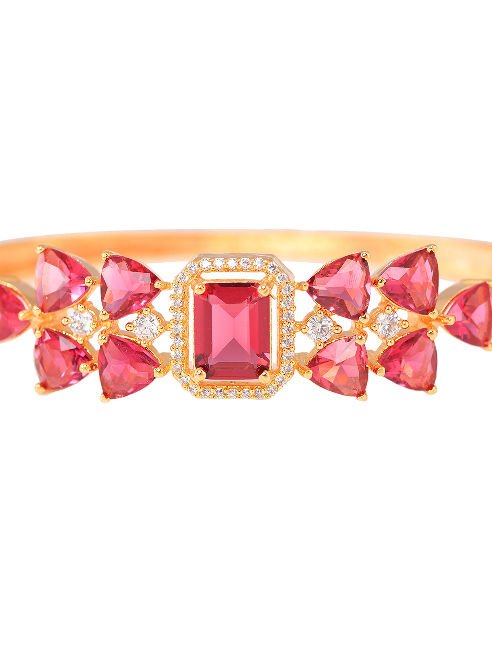 Gold plated Ruby AD studded handcrafted designer Bracelet for Women & Girls