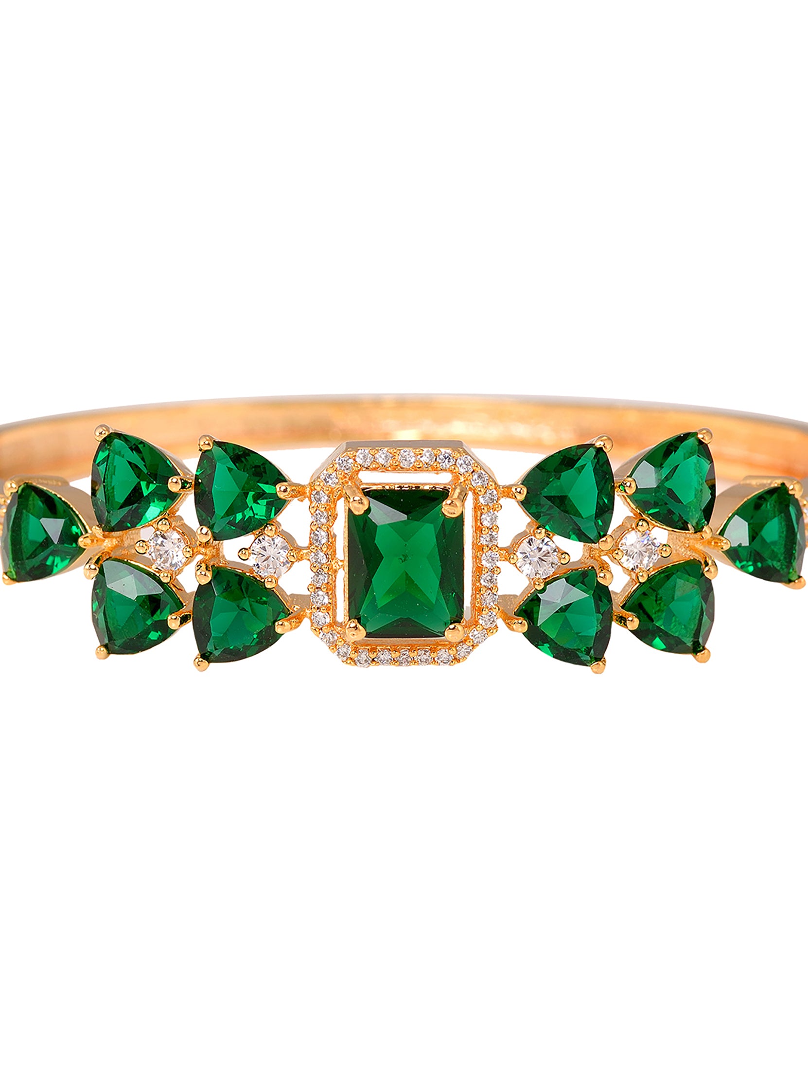 Gold plated Green AD studded handcrafted stylish Bracelet for Women & Girls