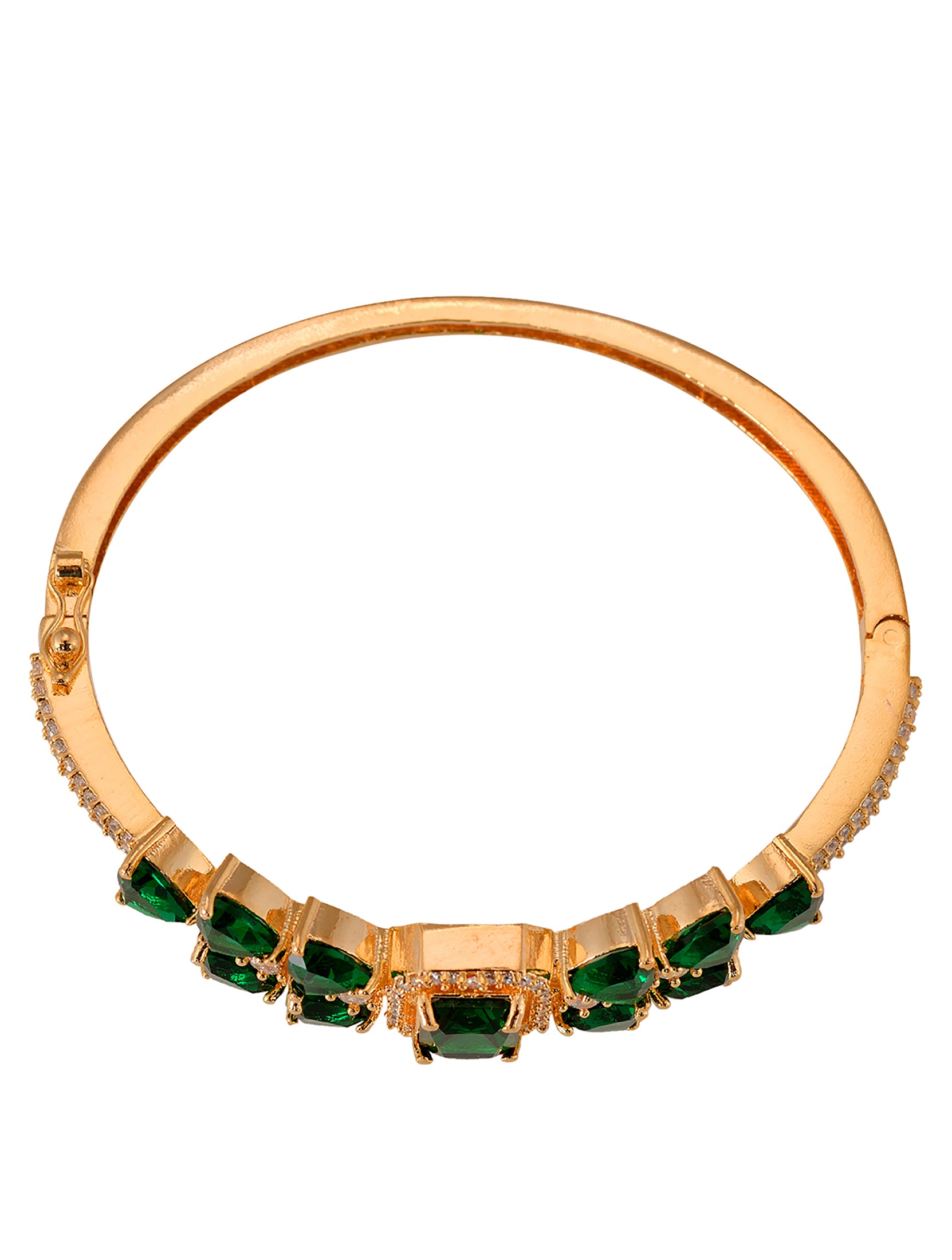 Gold plated Green AD studded handcrafted stylish Bracelet for Women & Girls