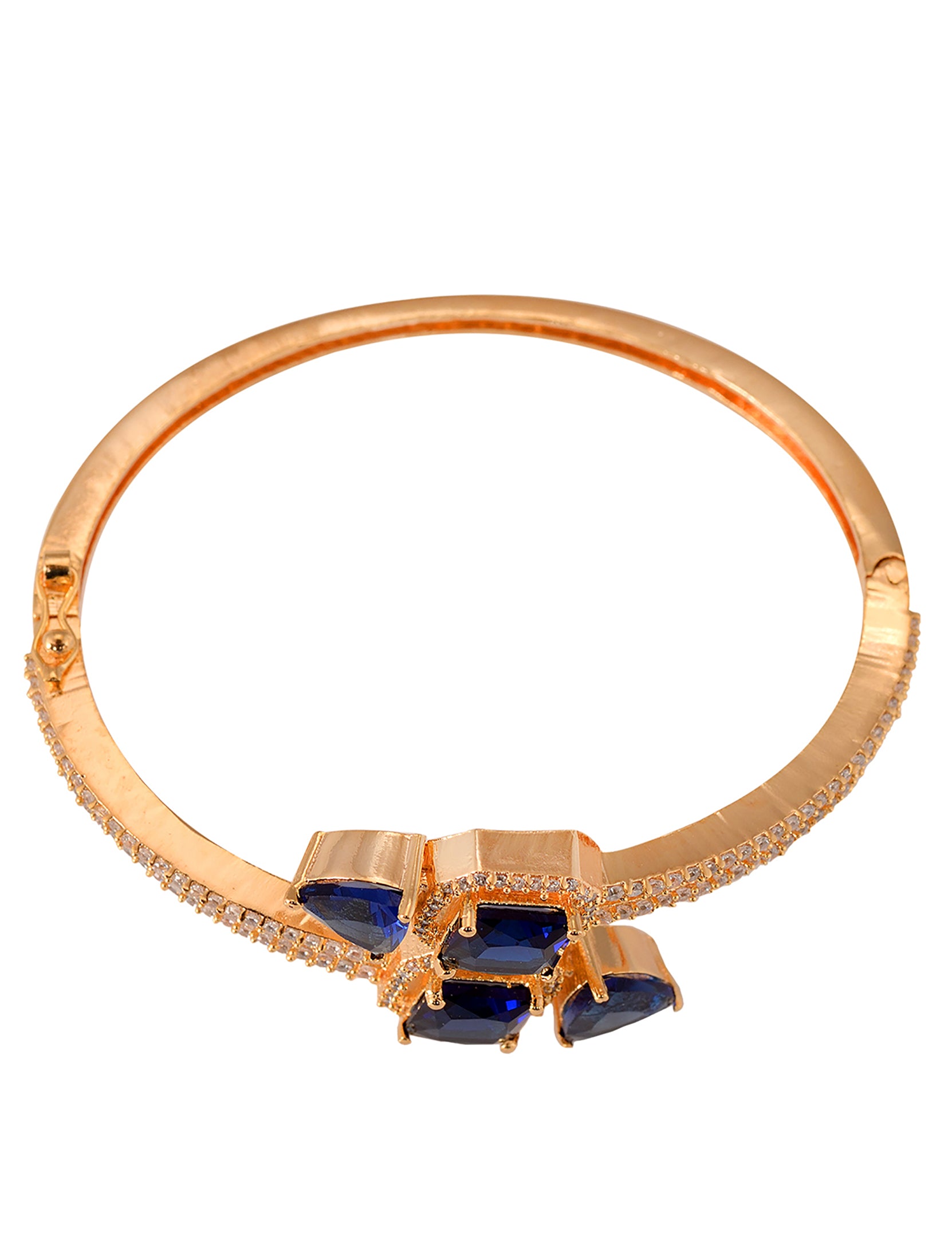 Gold plated Blue AD studded handcrafted stylish Bracelet for Women & Girls