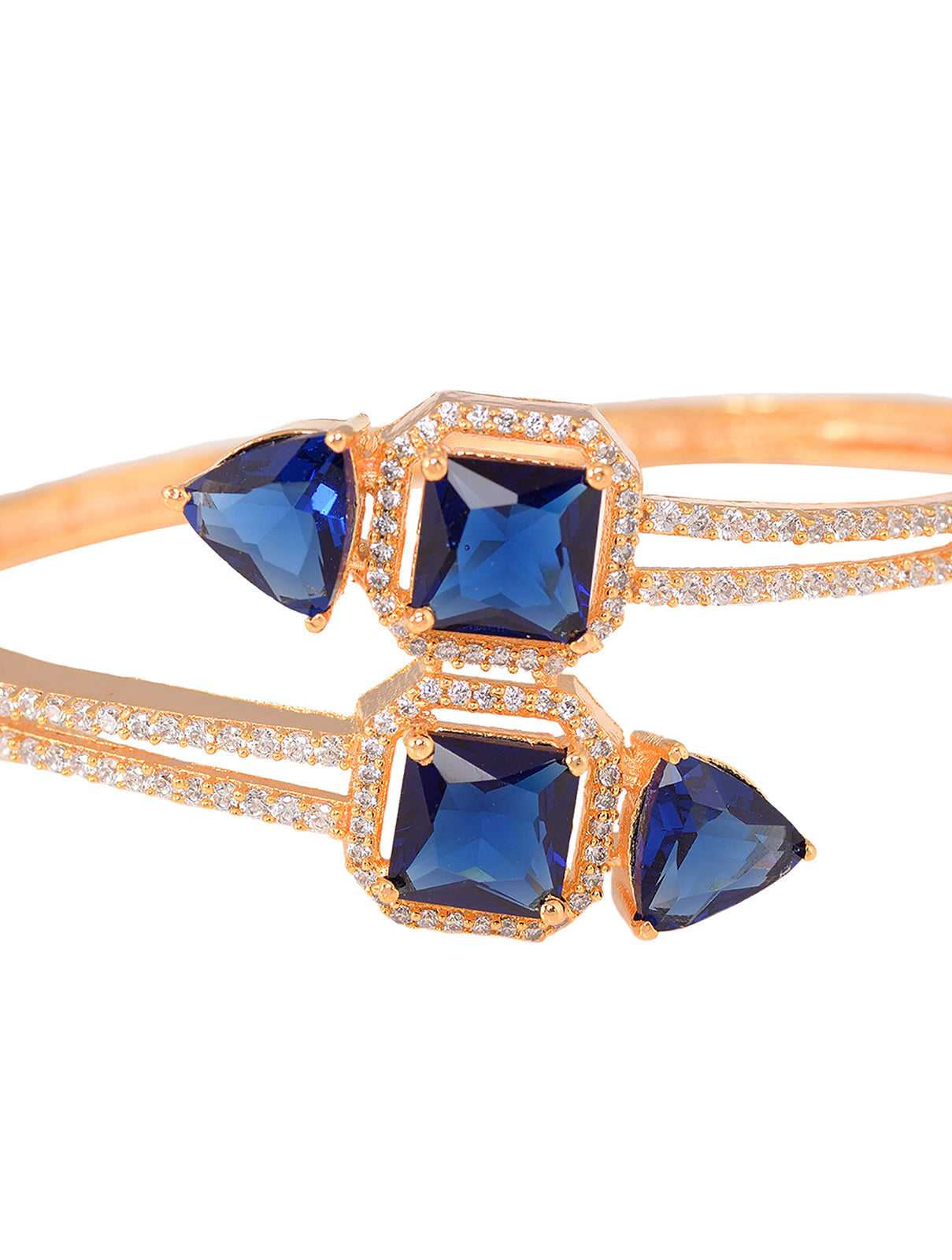 Gold plated Blue AD studded handcrafted stylish Bracelet for Women & Girls
