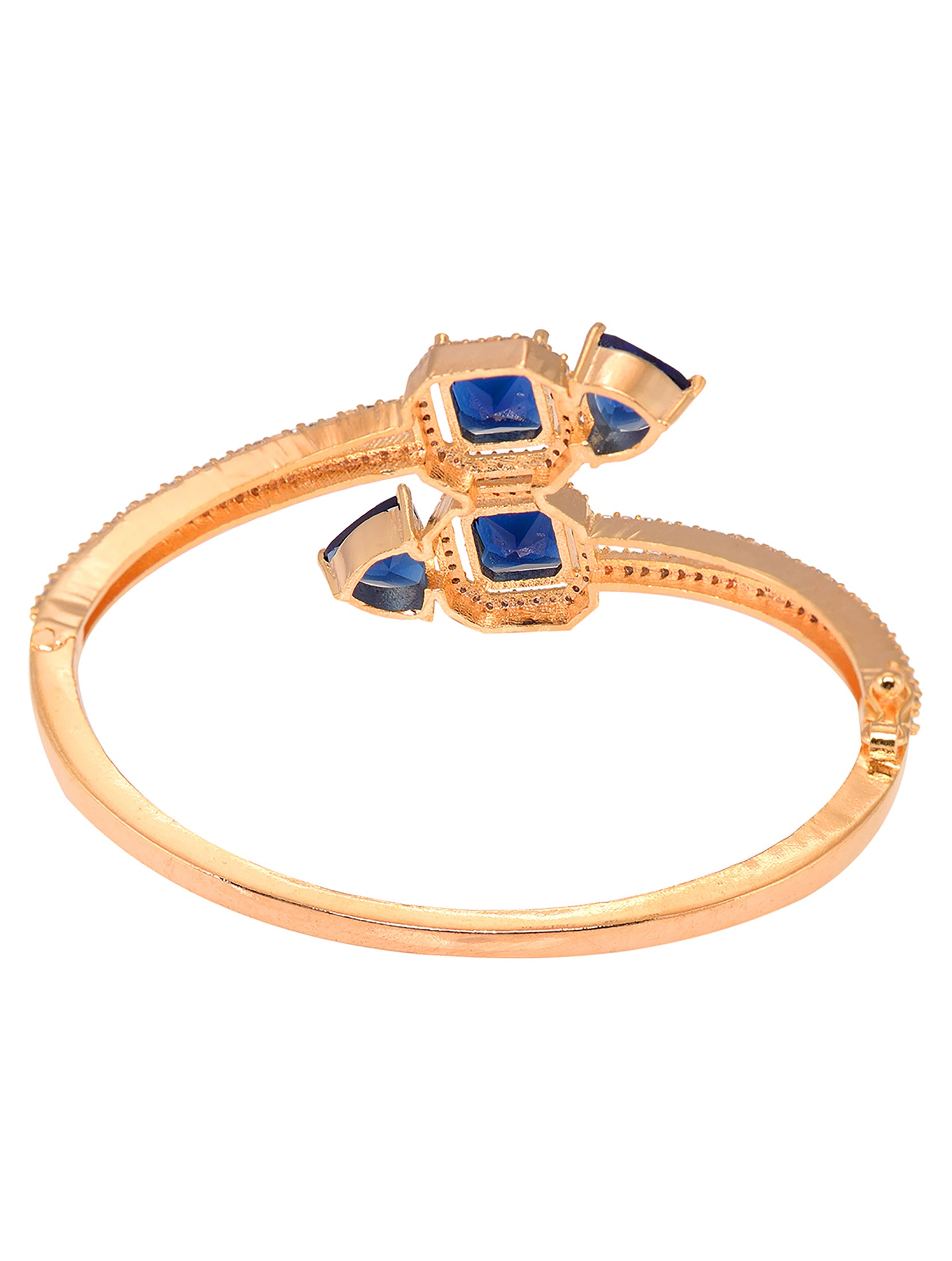 Gold plated Blue AD studded handcrafted stylish Bracelet for Women & Girls