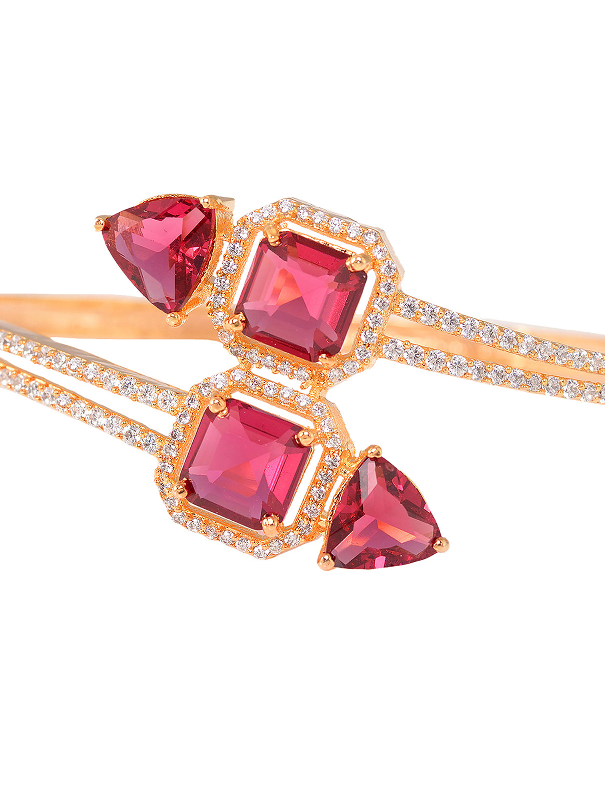 Gold plated Red AD studded handcrafted stylish Bracelet for Women & Girls