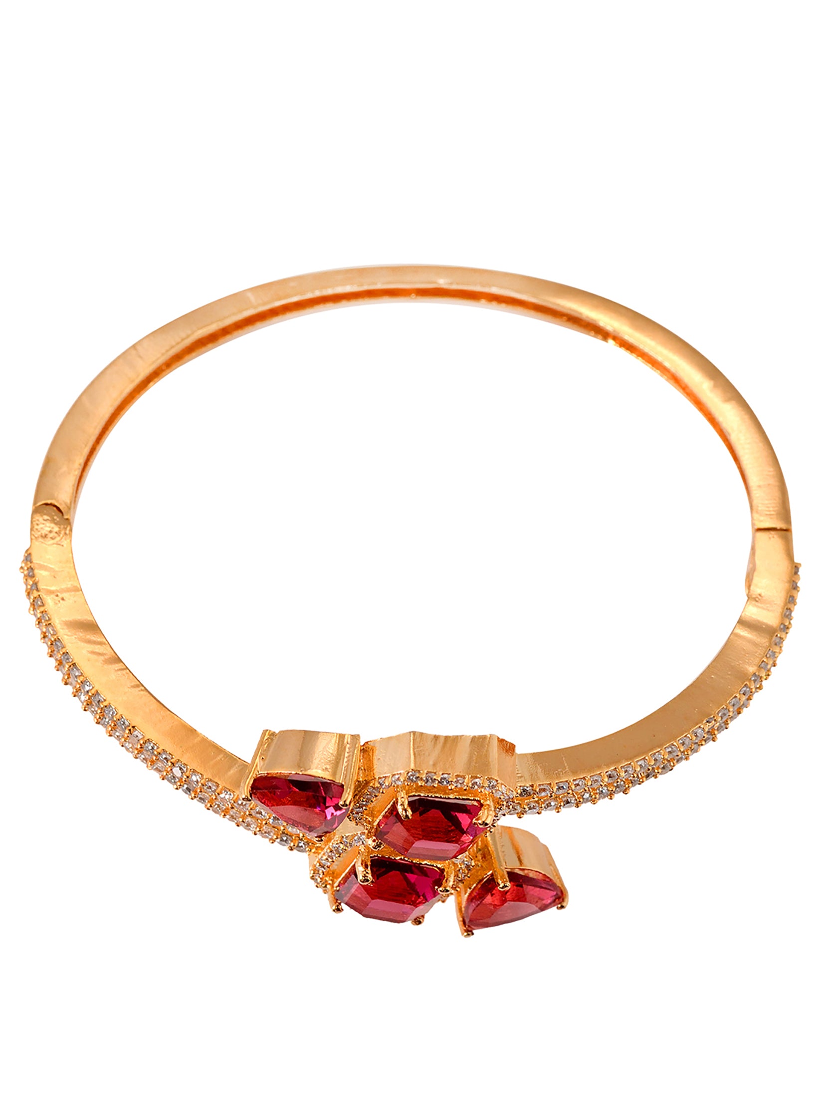 Gold plated Red AD studded handcrafted stylish Bracelet for Women & Girls