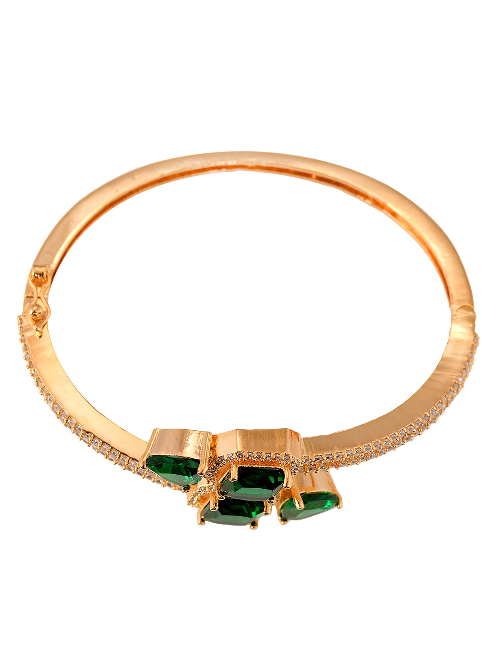 Gold plated Green AD studded handcrafted stylish Bracelet for Women & Girls