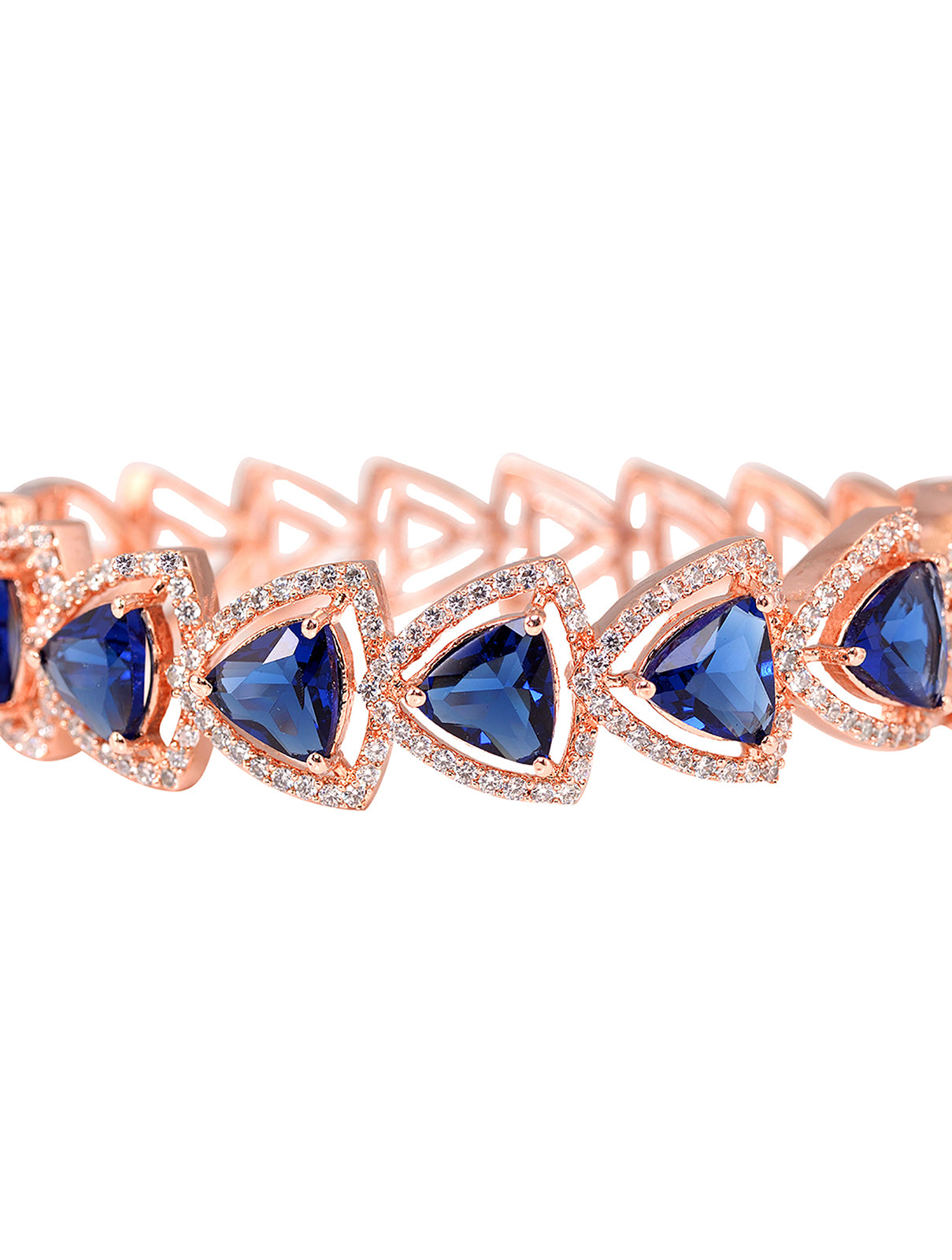 Rose Gold plated Blue AD designer Handcrafted Bracelet for Women & Girls