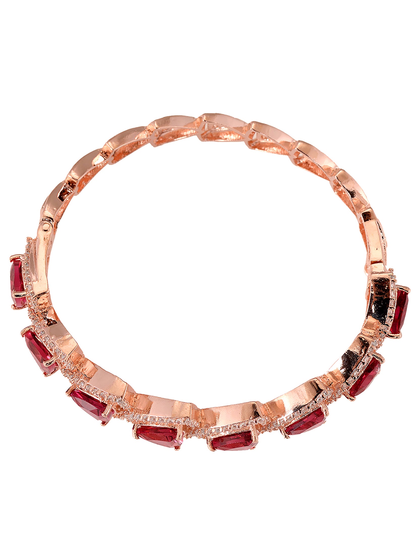 Rose Gold plated Ruby AD designer Handcrafted Bracelet for Women & Girls
