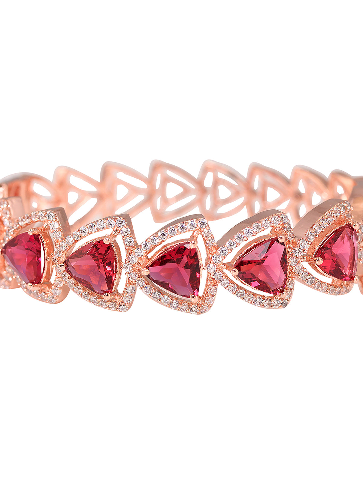 Rose Gold plated Ruby AD designer Handcrafted Bracelet for Women & Girls