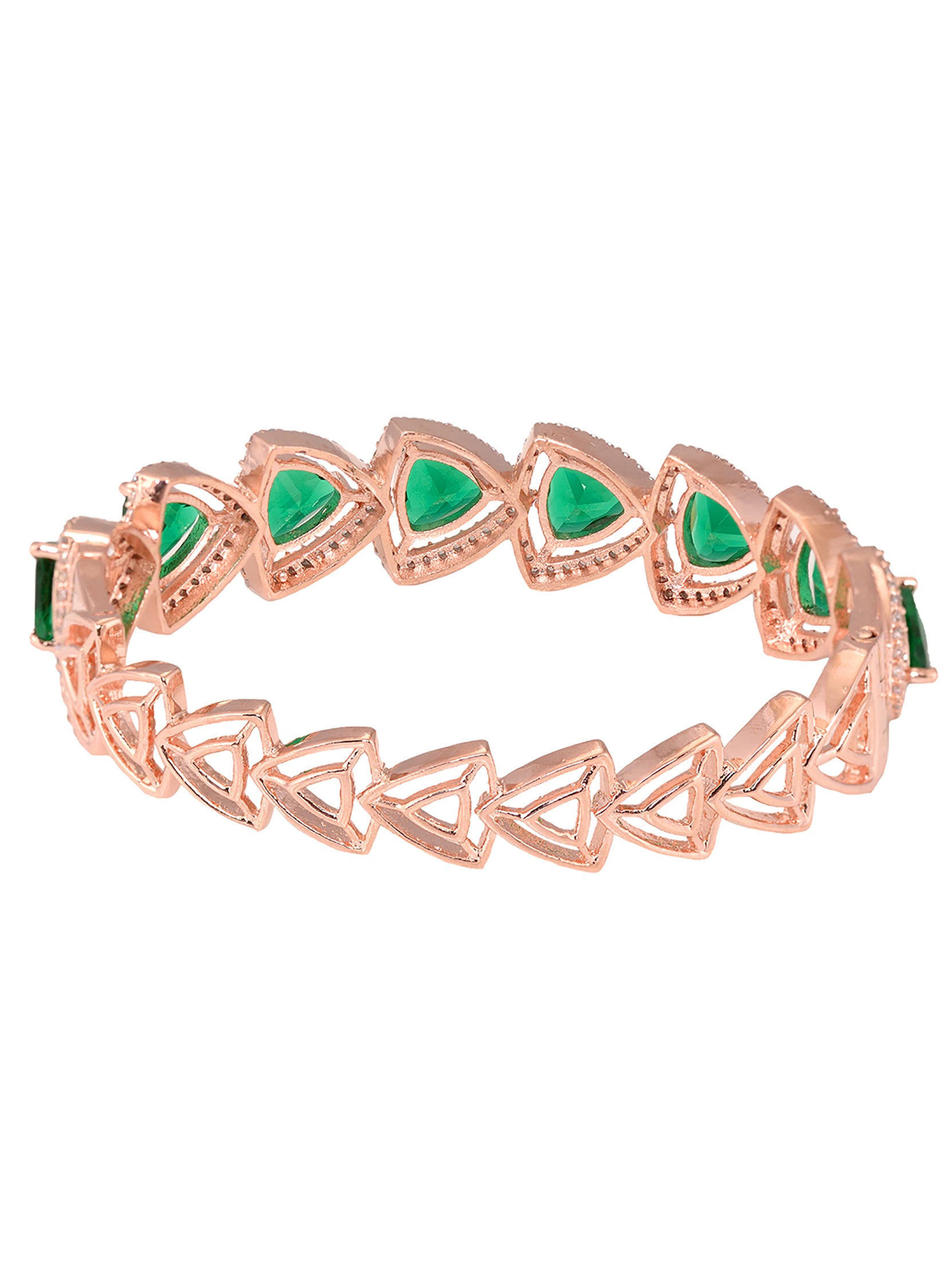 Rose Gold plated Green AD designer Handcrafted Bracelet for Women & Girls