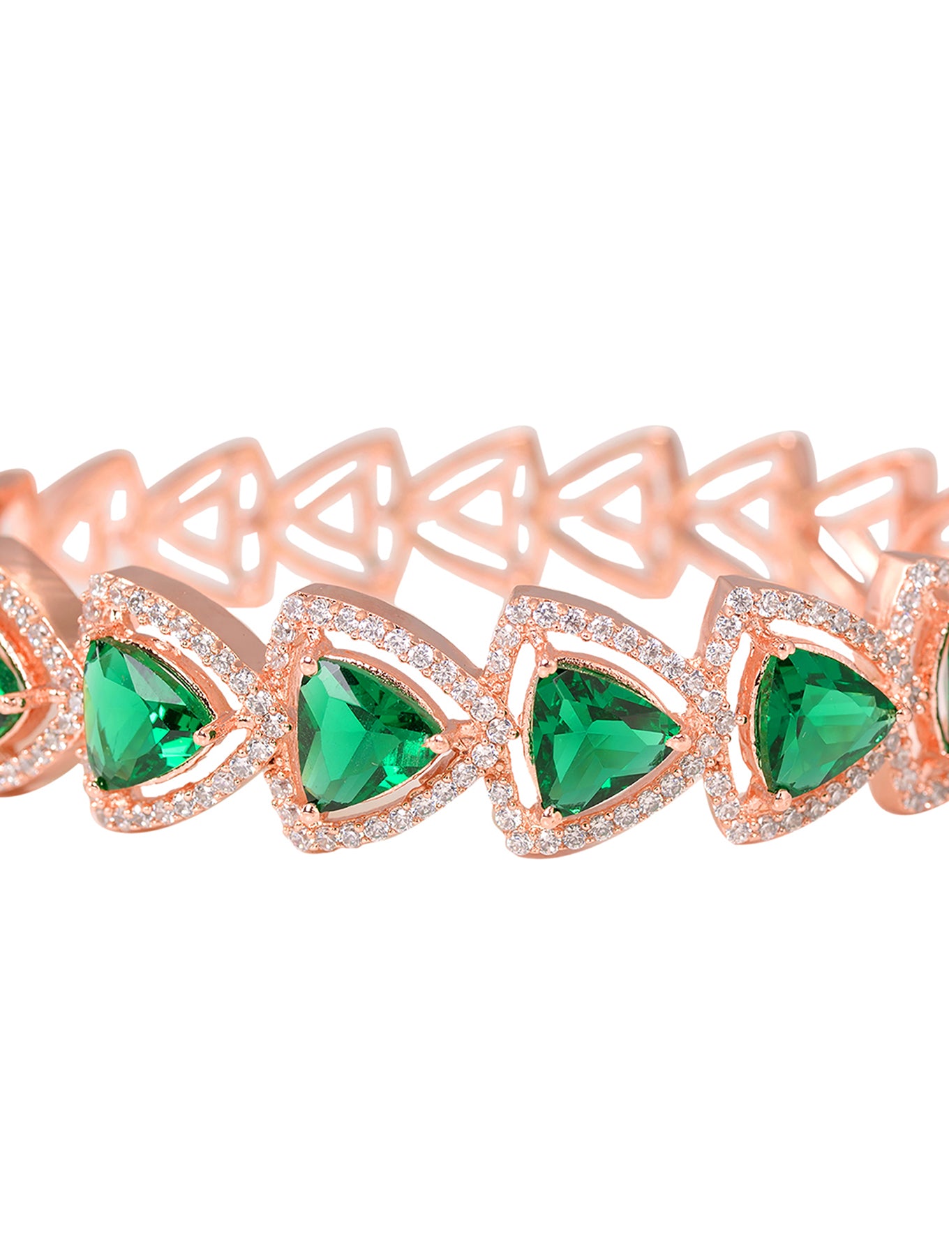 Rose Gold plated Green AD designer Handcrafted Bracelet for Women & Girls