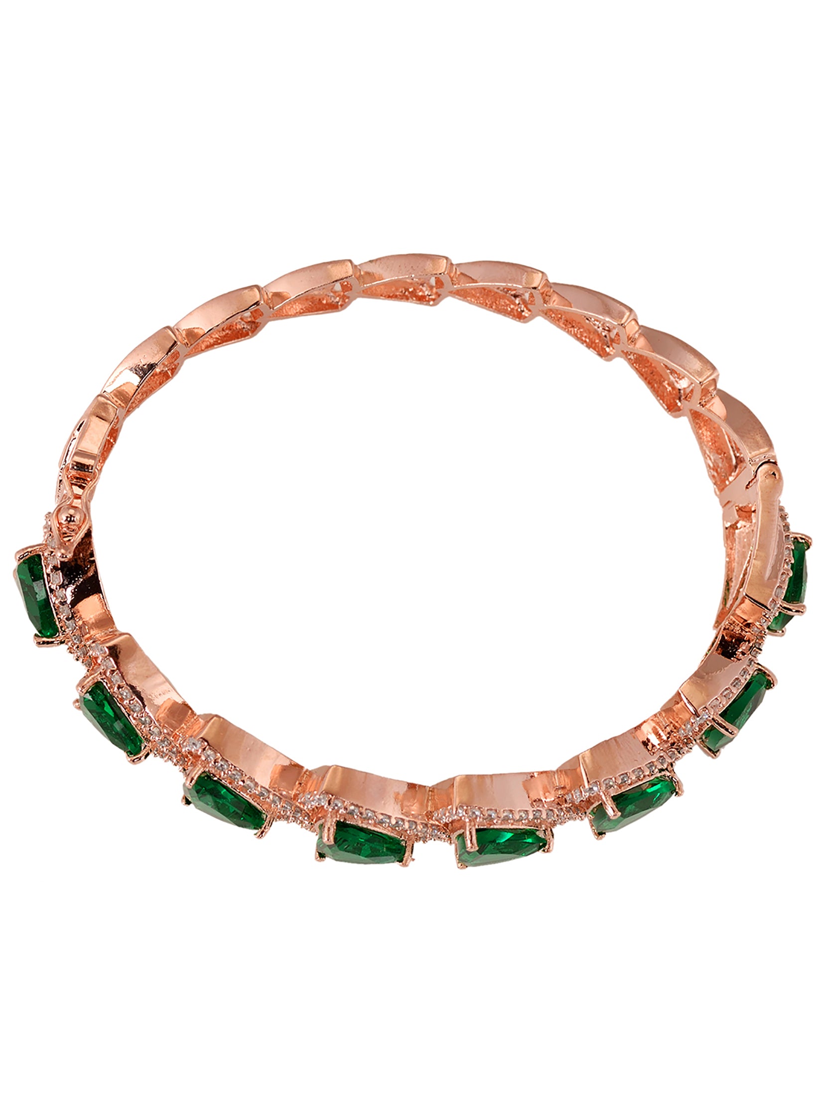 Rose Gold plated Green AD designer Handcrafted Bracelet for Women & Girls