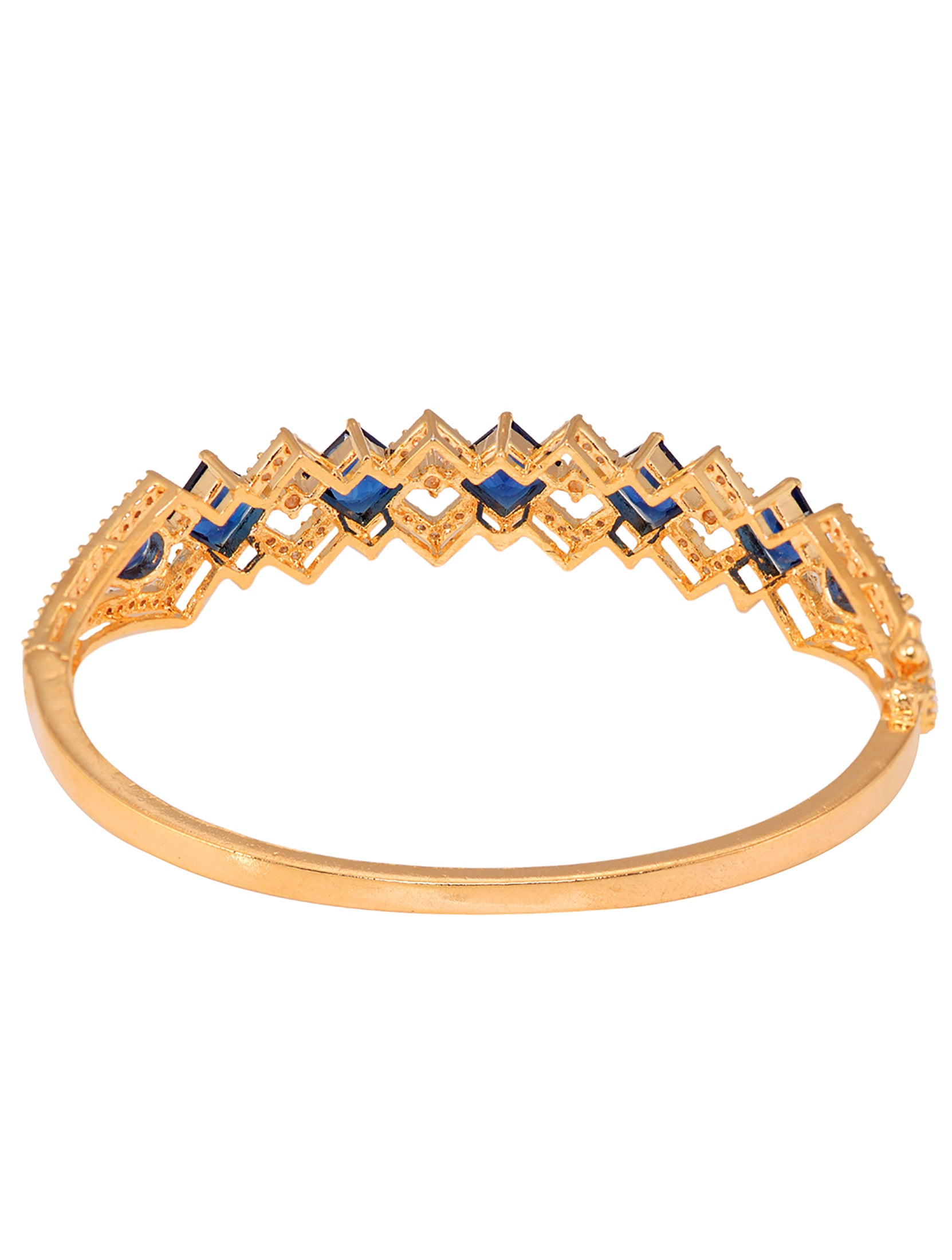 Gold plated Blue AD studded handcrafted stylish Bracelet for Women & Girls