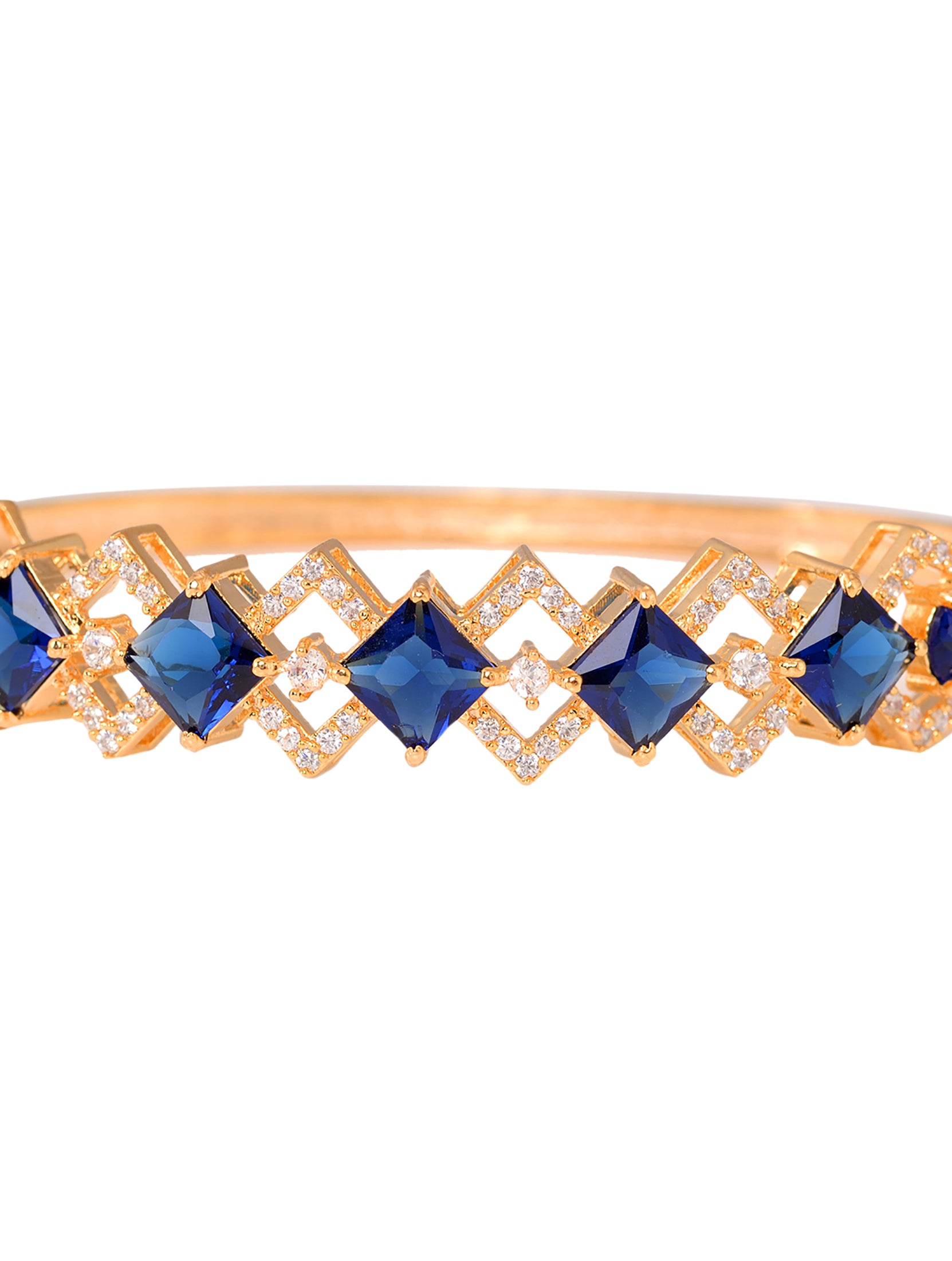 Gold plated Blue AD studded handcrafted stylish Bracelet for Women & Girls