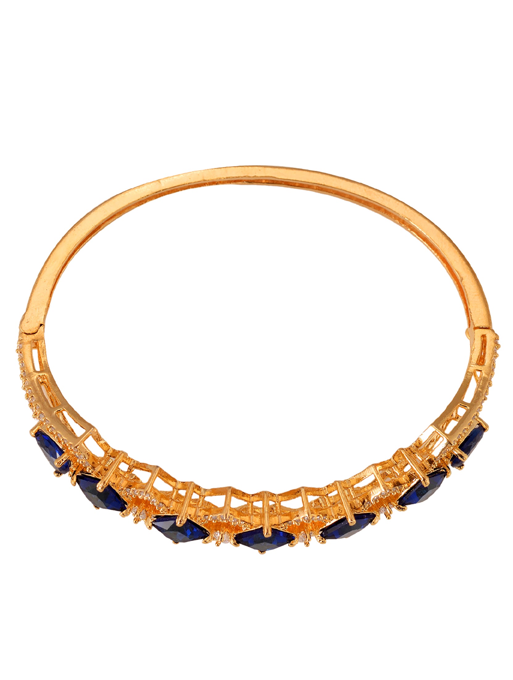 Gold plated Blue AD studded handcrafted stylish Bracelet for Women & Girls