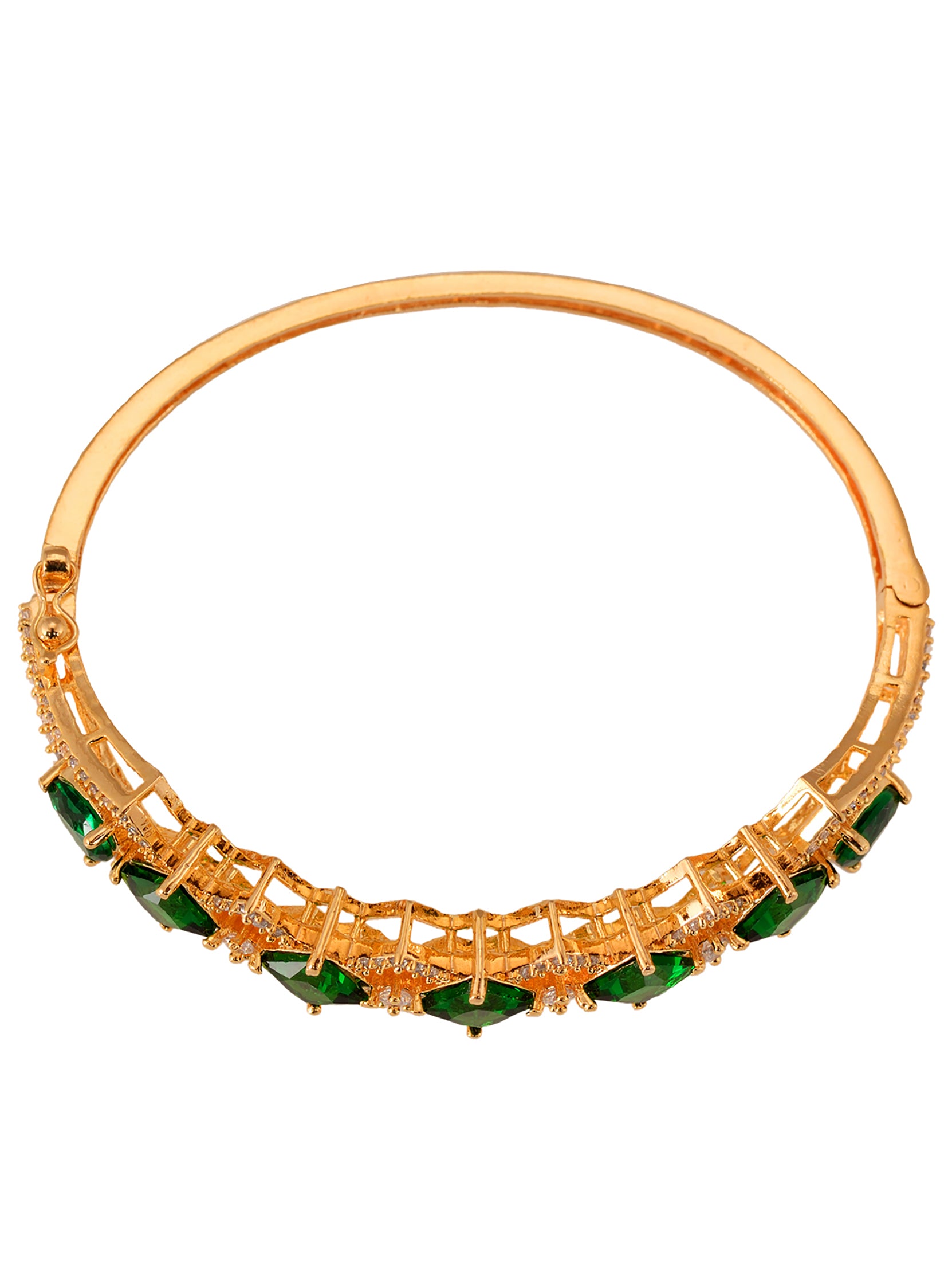 Gold plated Green AD studded handcrafted stylish Bracelet for Women & Girls