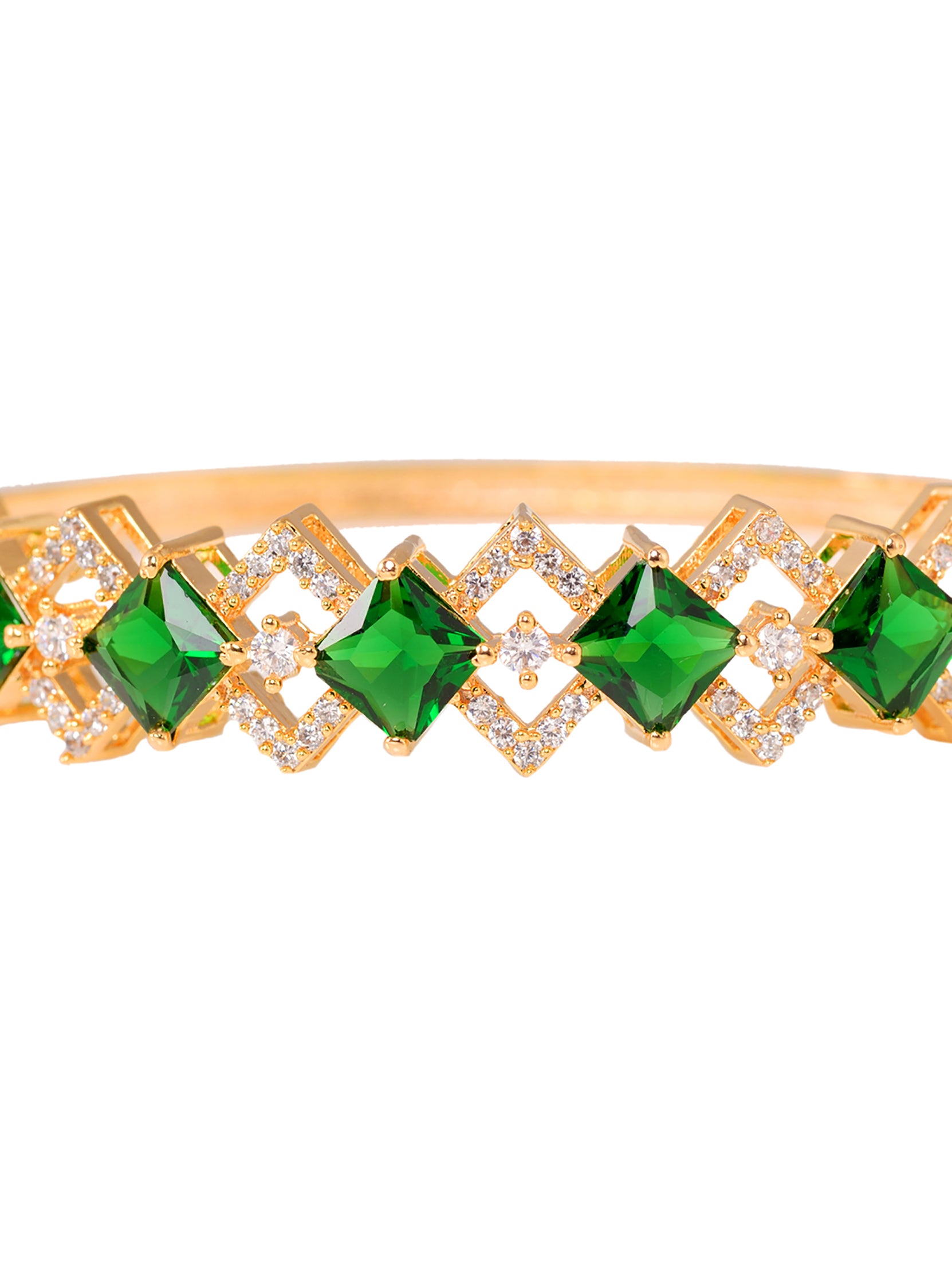 Gold plated Green AD studded handcrafted stylish Bracelet for Women & Girls