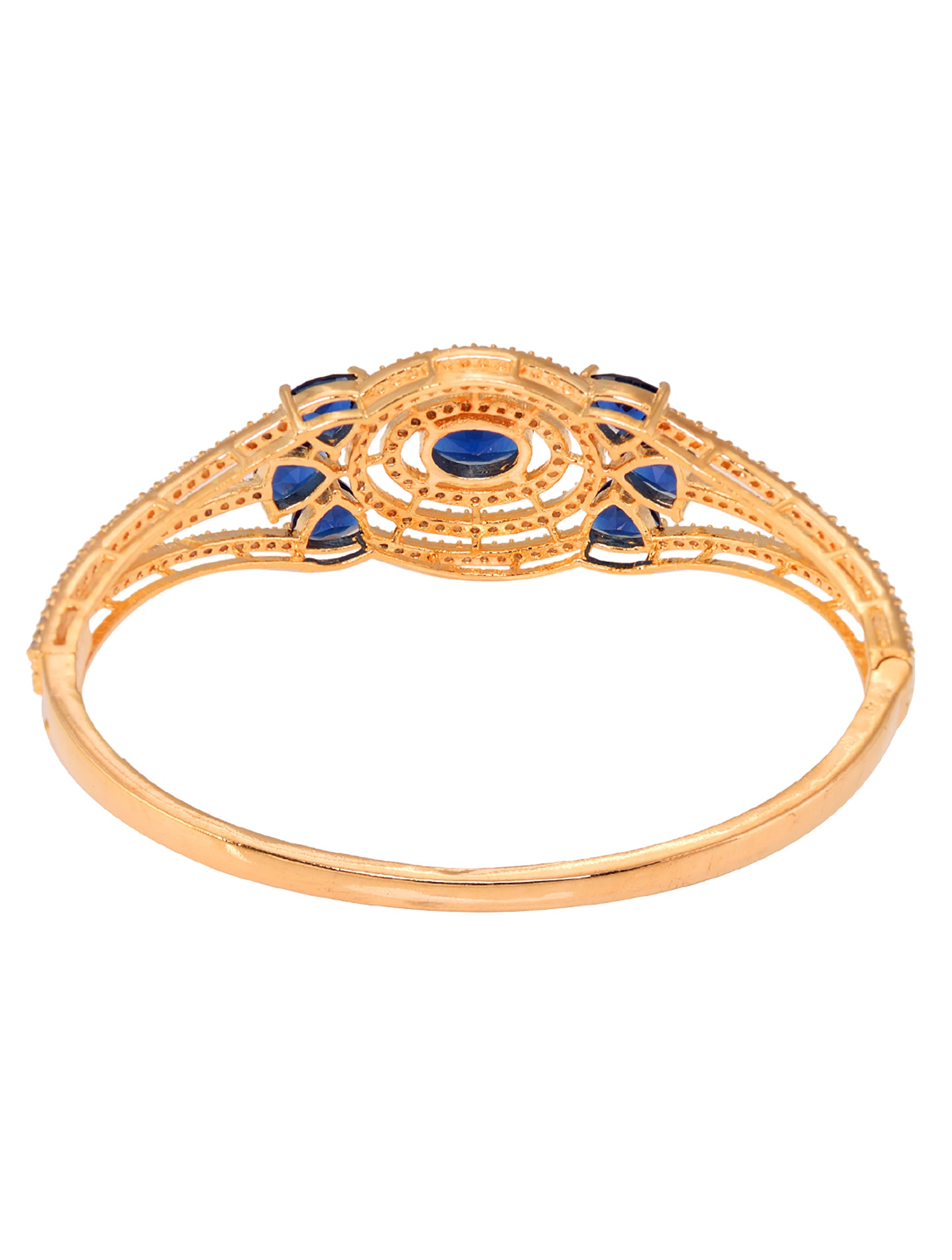 Gold plated Blue AD studded handcrafted designer Bracelet for Women & Girls