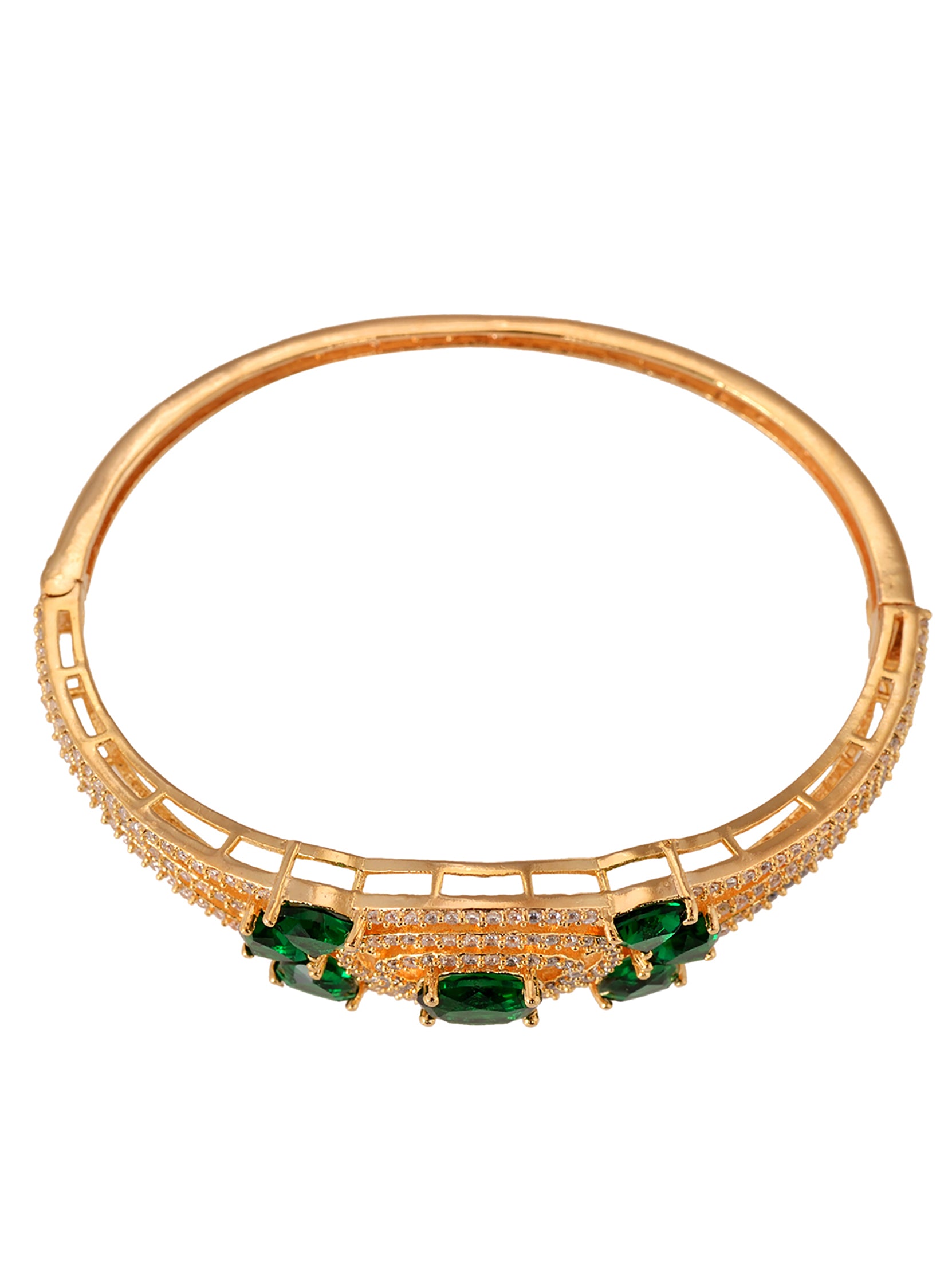 Gold plated Green AD studded handcrafted designer Bracelet for Women & Girls