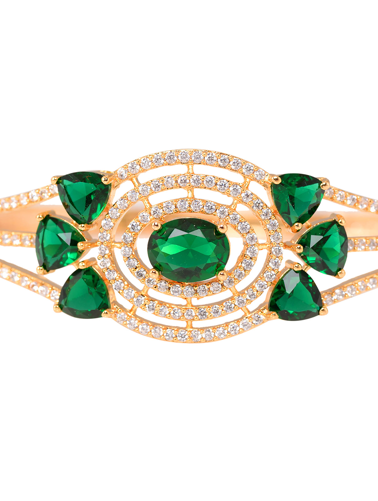 Gold plated Green AD studded handcrafted designer Bracelet for Women & Girls