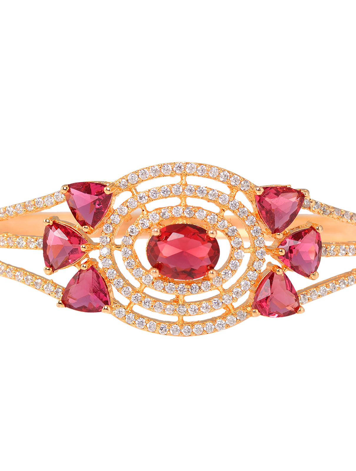 Gold plated Red AD studded handcrafted designer Bracelet for Women & Girls