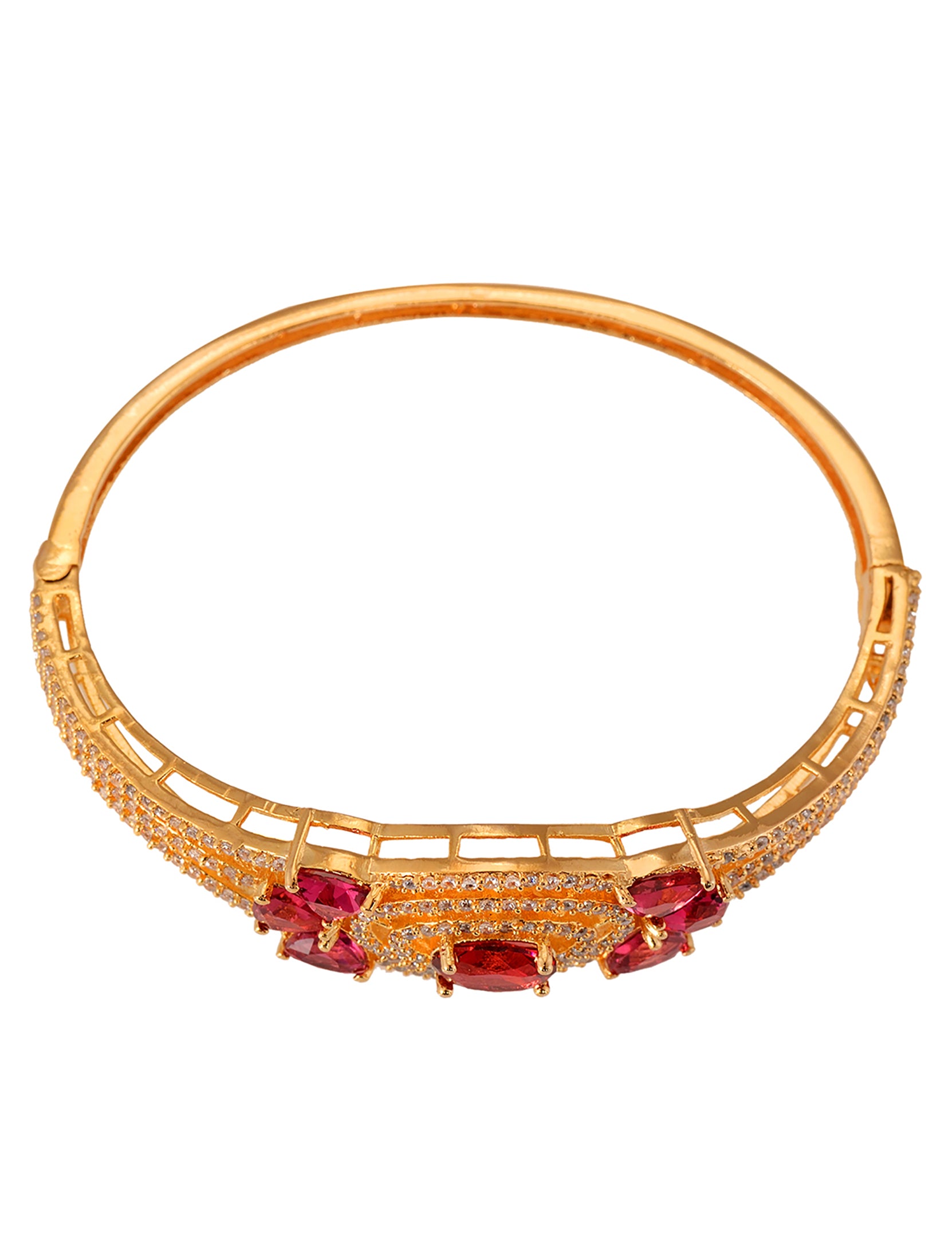 Gold plated Red AD studded handcrafted designer Bracelet for Women & Girls