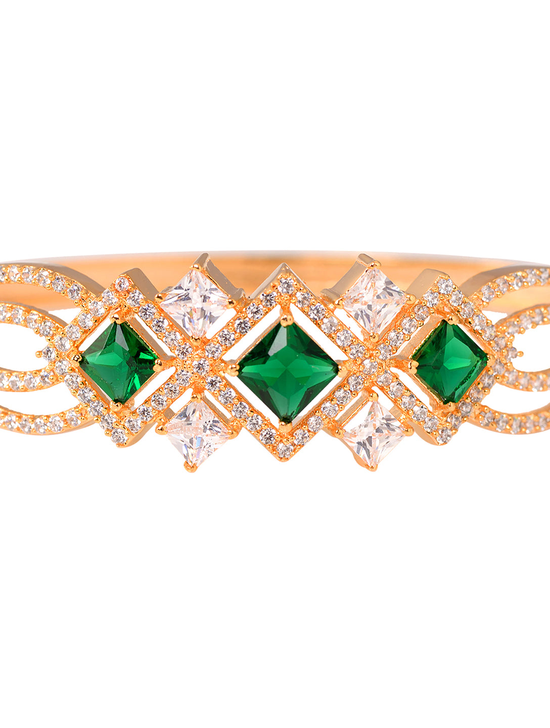 Gold plated Green AD studded handcrafted designer Bracelet for Women & Girls