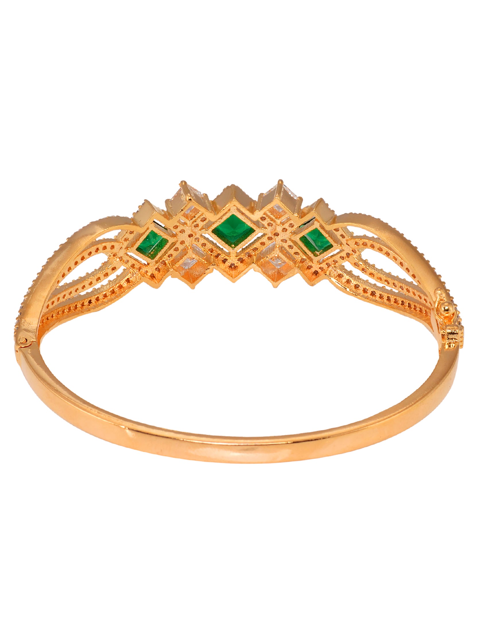 Gold plated Green AD studded handcrafted designer Bracelet for Women & Girls