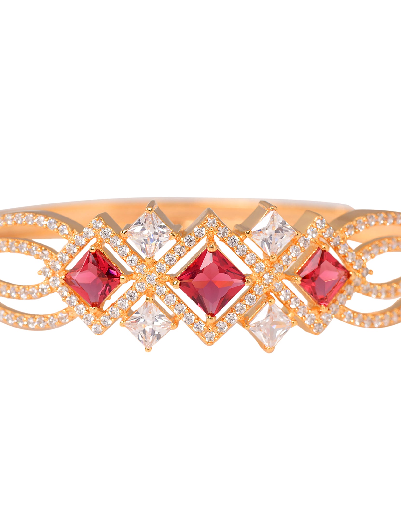 Gold plated Ruby AD studded handcrafted stylish Bracelet for Women & Girls