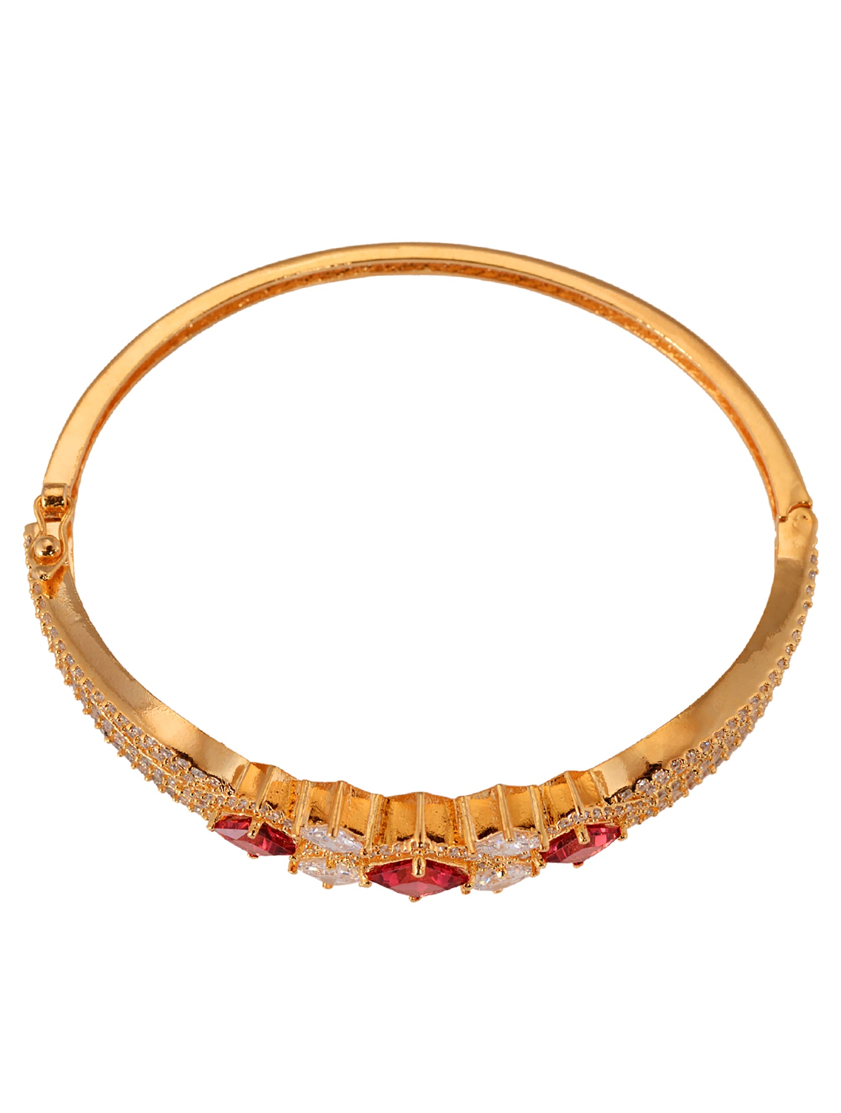 Gold plated Ruby AD studded handcrafted stylish Bracelet for Women & Girls