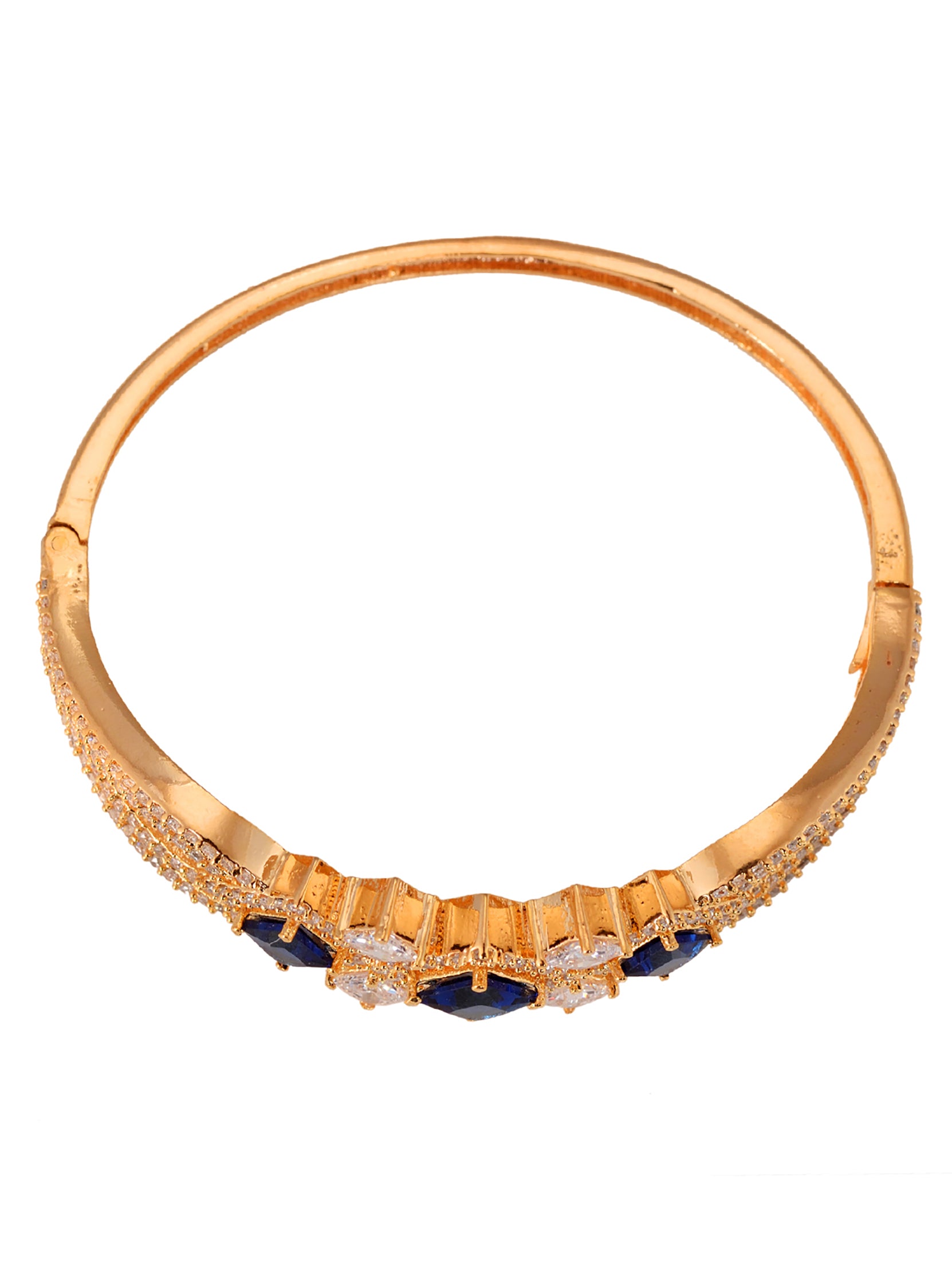 Gold plated Blue AD studded handcrafted stylish Bracelet for Women & Girls