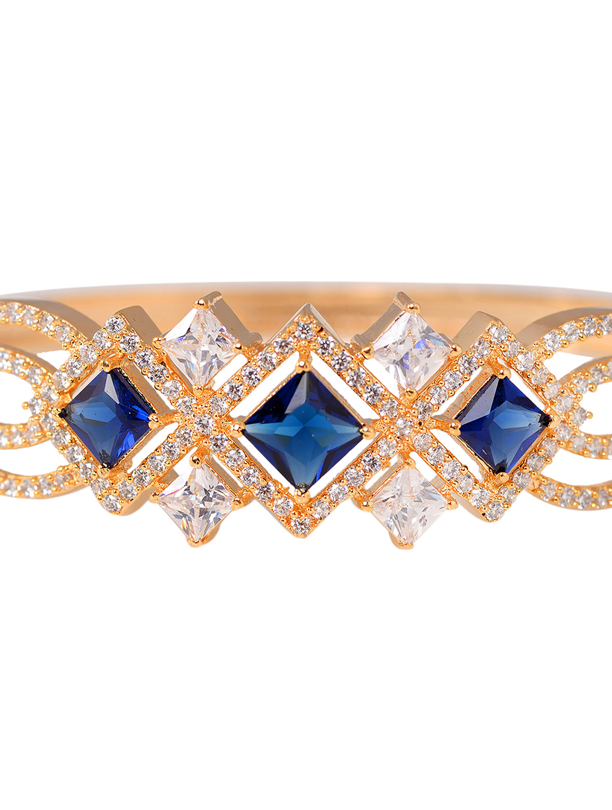 Gold plated Blue AD studded handcrafted stylish Bracelet for Women & Girls