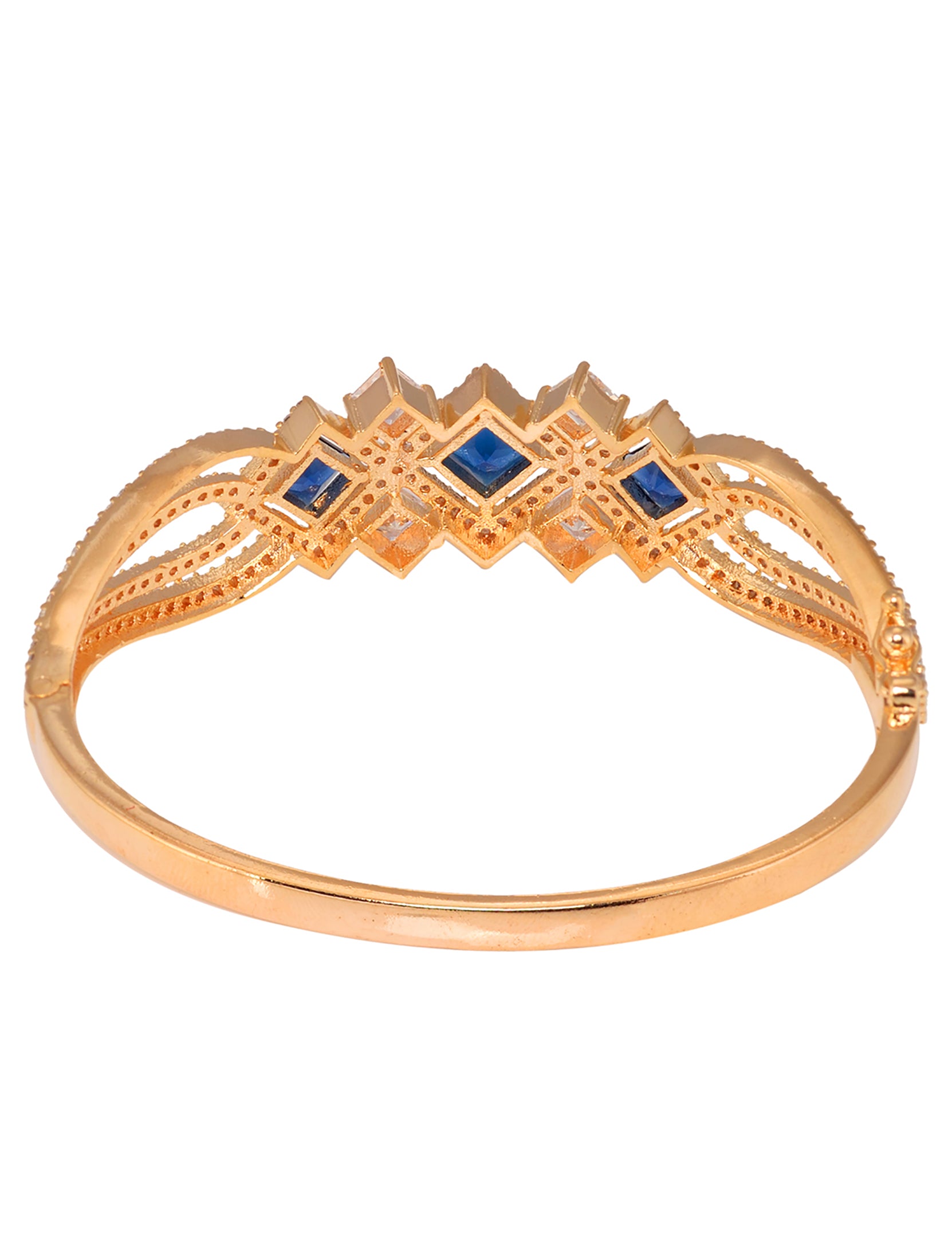 Gold plated Blue AD studded handcrafted stylish Bracelet for Women & Girls