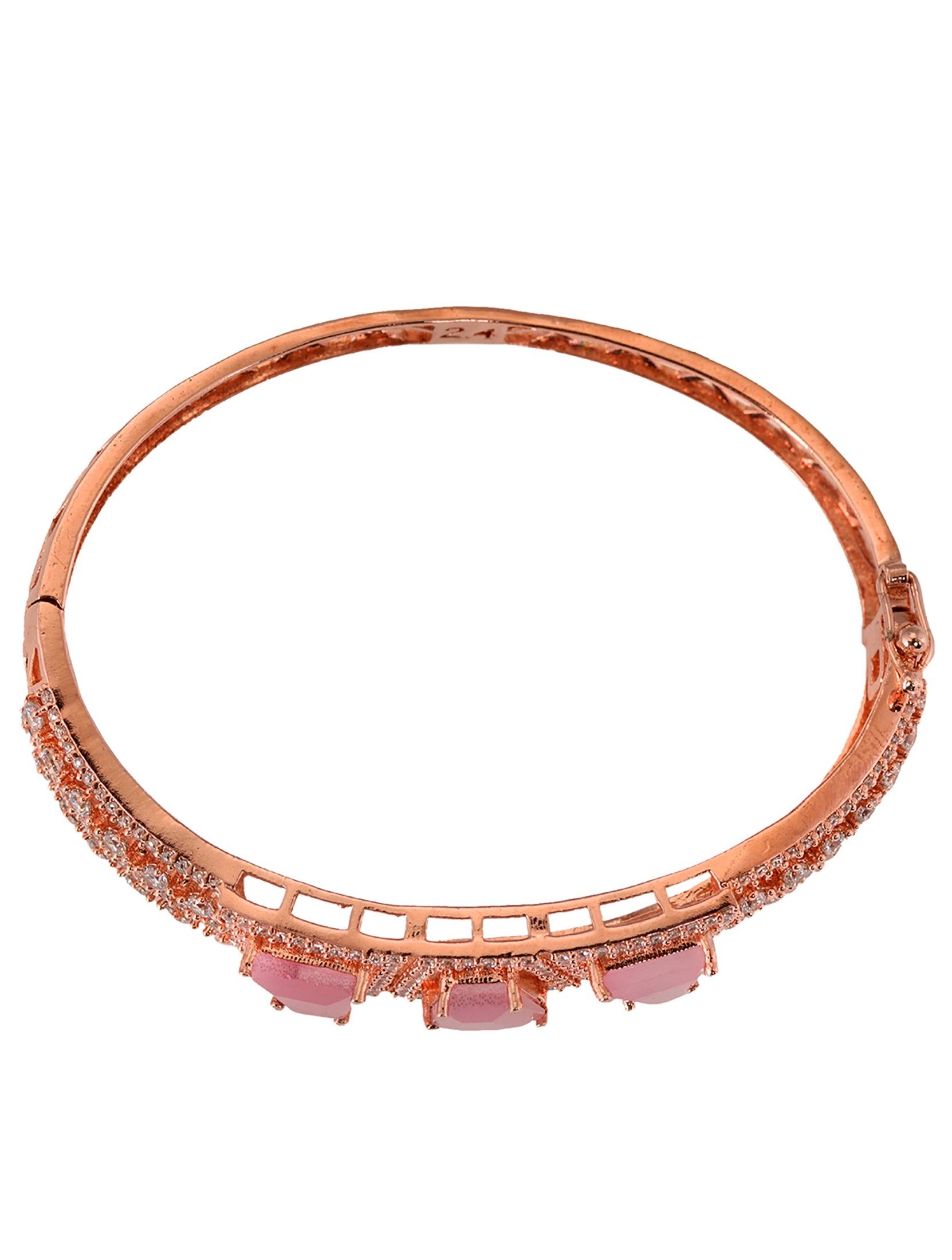 Rose Gold plated Pink AD Handcrafted Bracelet for Women & Girls