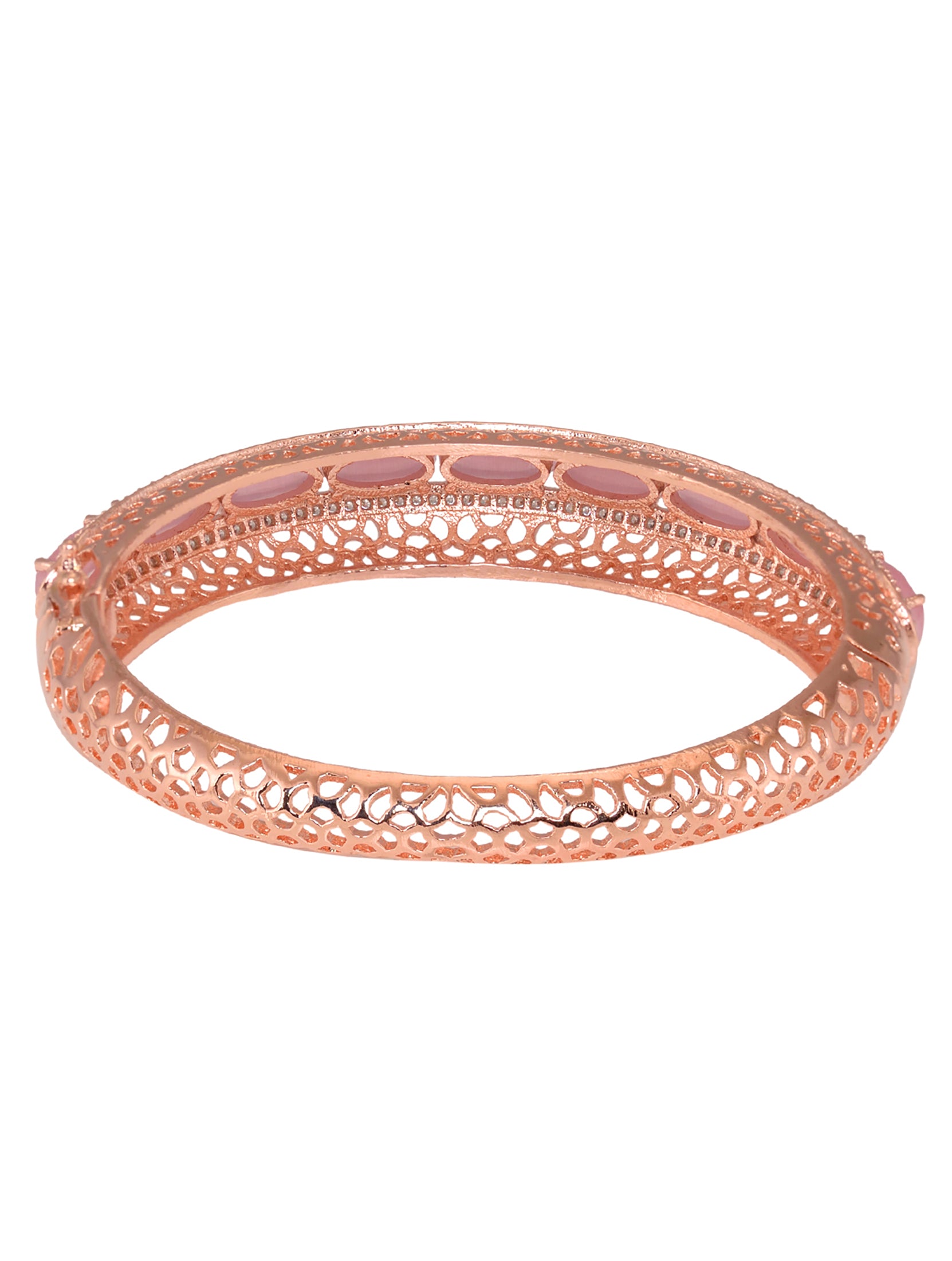 Rose Gold plated Pink AD stylish Handcrafted Bracelet for Women & Girls