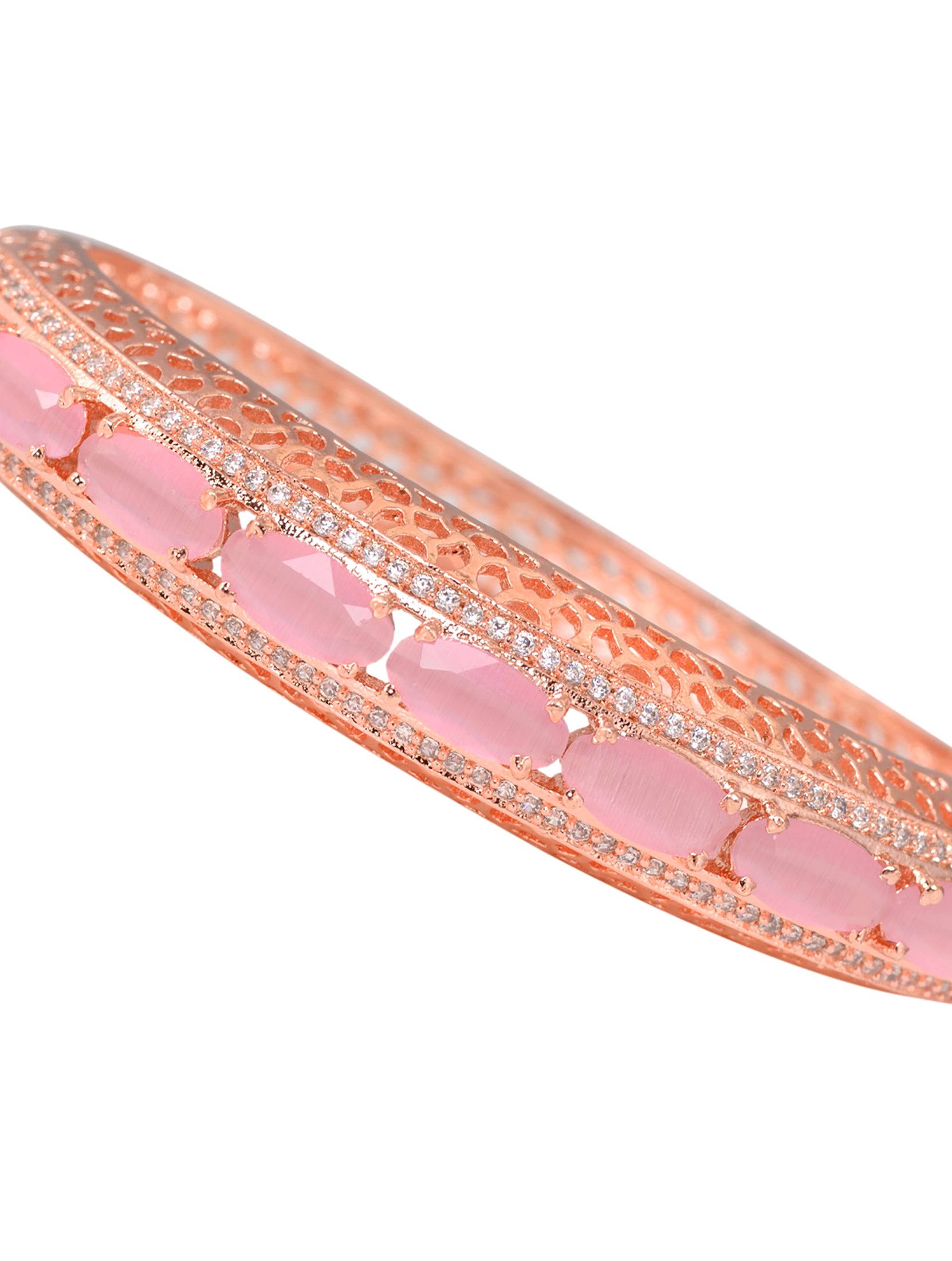 Rose Gold plated Pink AD stylish Handcrafted Bracelet for Women & Girls