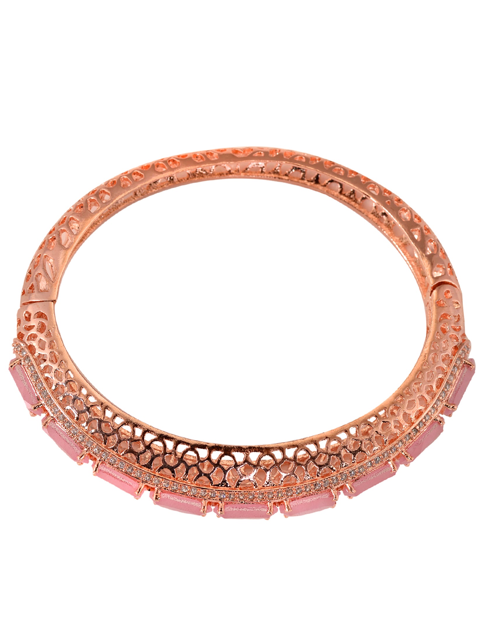 Rose Gold plated Pink AD stylish Handcrafted Bracelet for Women & Girls