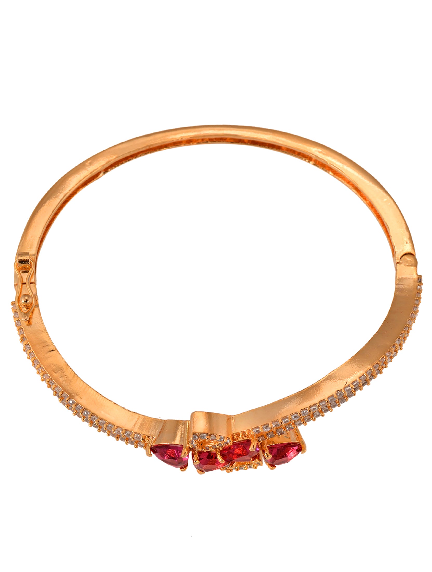 Beautiful Gold Plated Bracelet Ruby Floral Design BRAC762