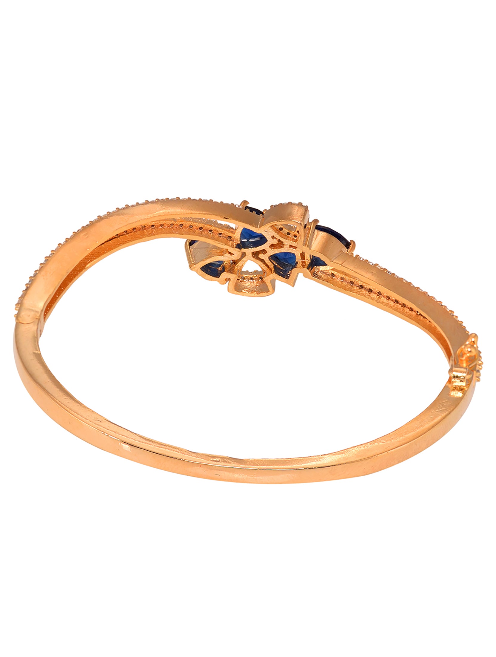 Gold plated Blue AD studded handcrafted stylish Bracelet for Women & Girls