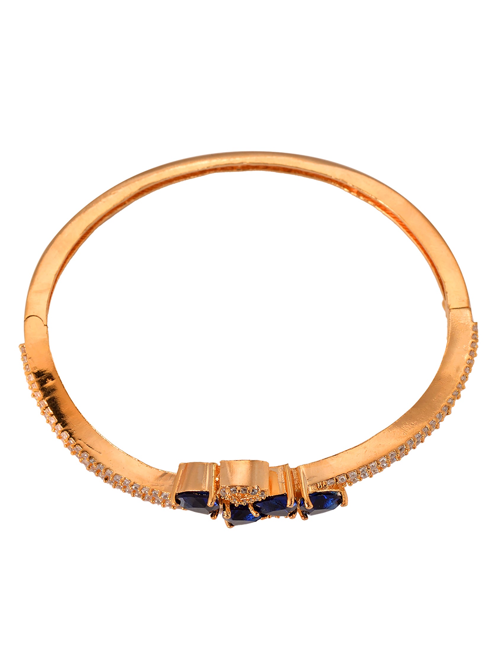 Gold plated Blue AD studded handcrafted stylish Bracelet for Women & Girls