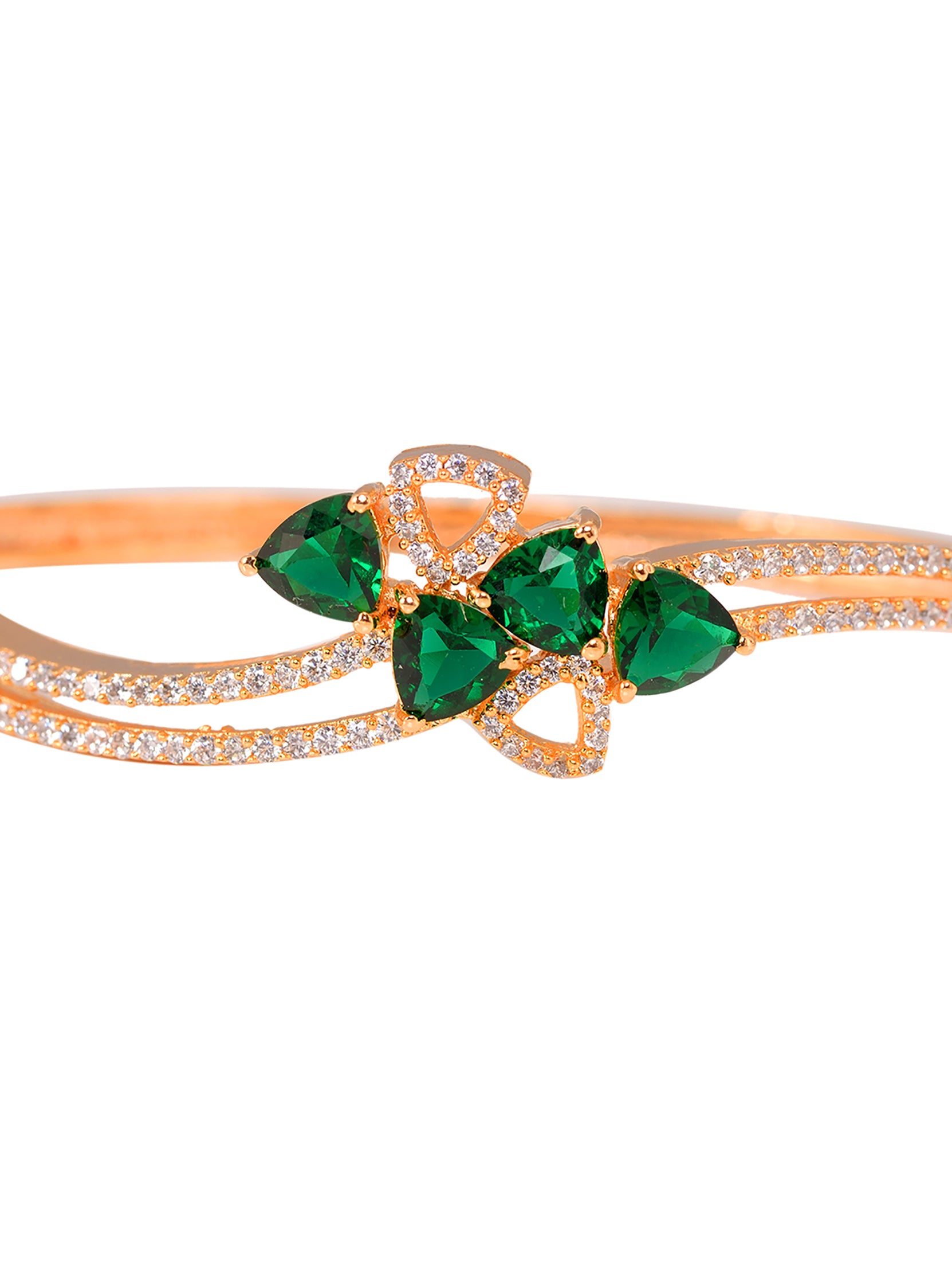 Gold plated Green AD studded handcrafted stylish Bracelet for Women & Girls