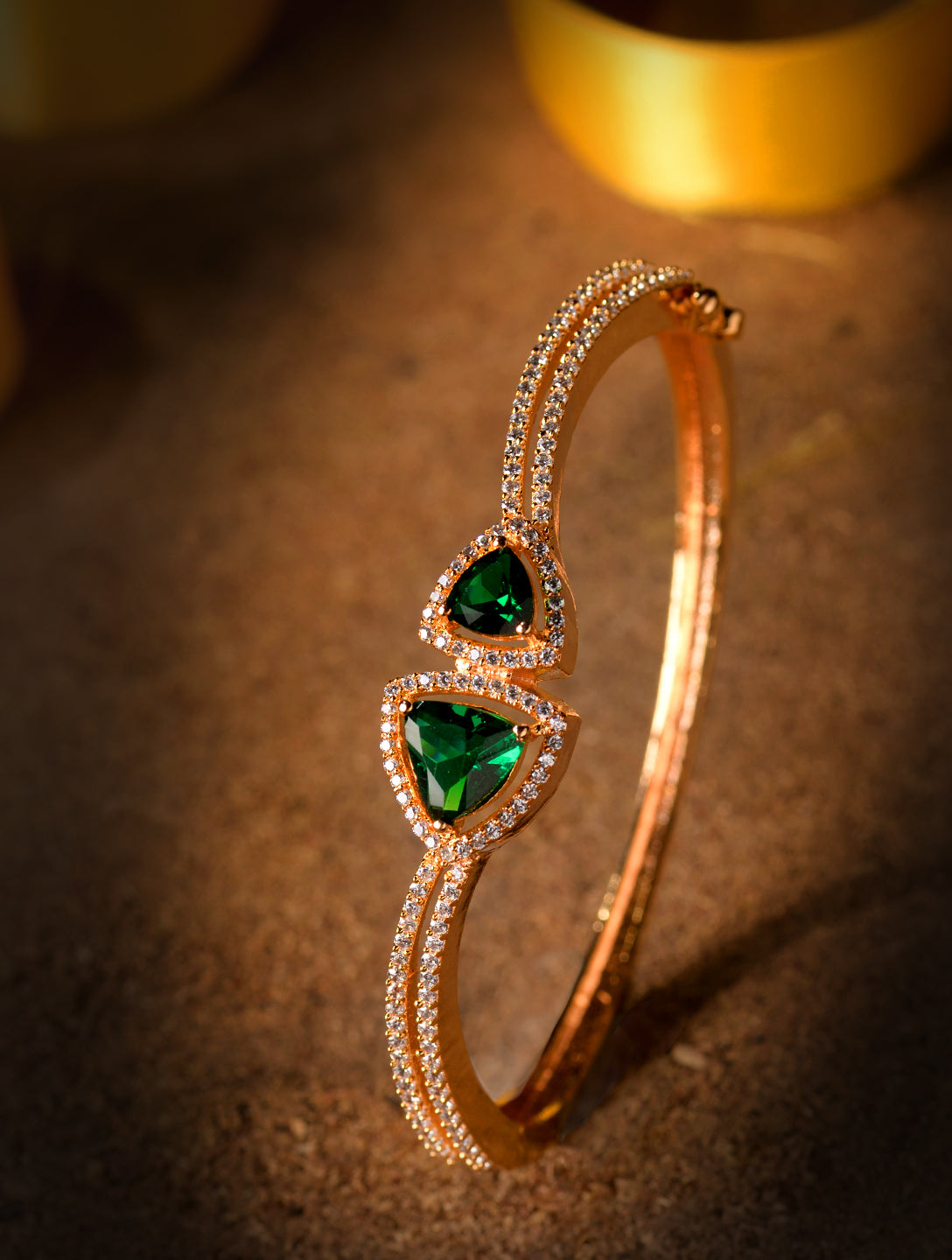 Gold plated Green AD Handcrafted Bracelet for Women & Girls